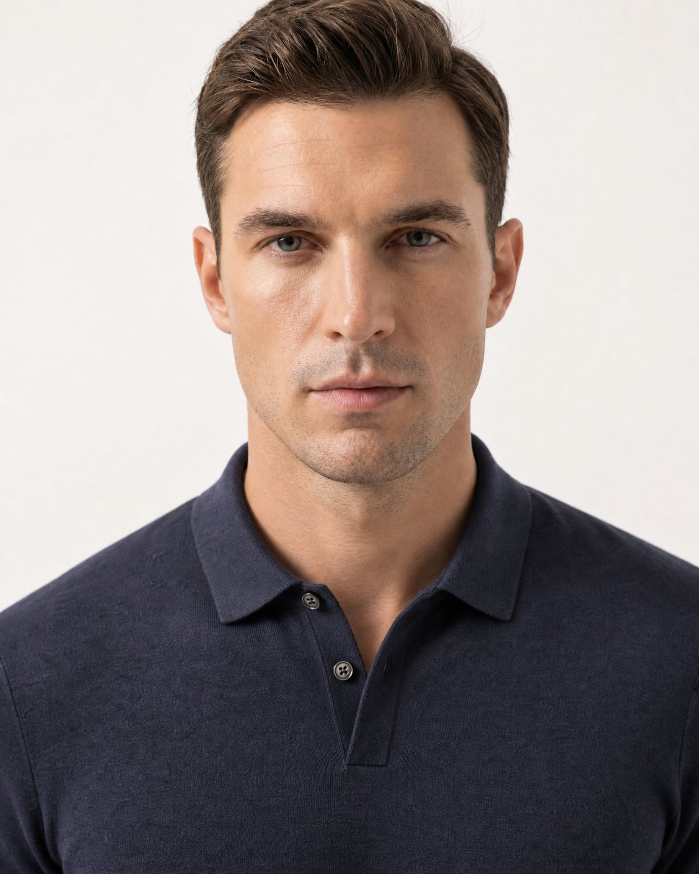 Worsted Merino Wool Long-Sleeve Polo Sweater