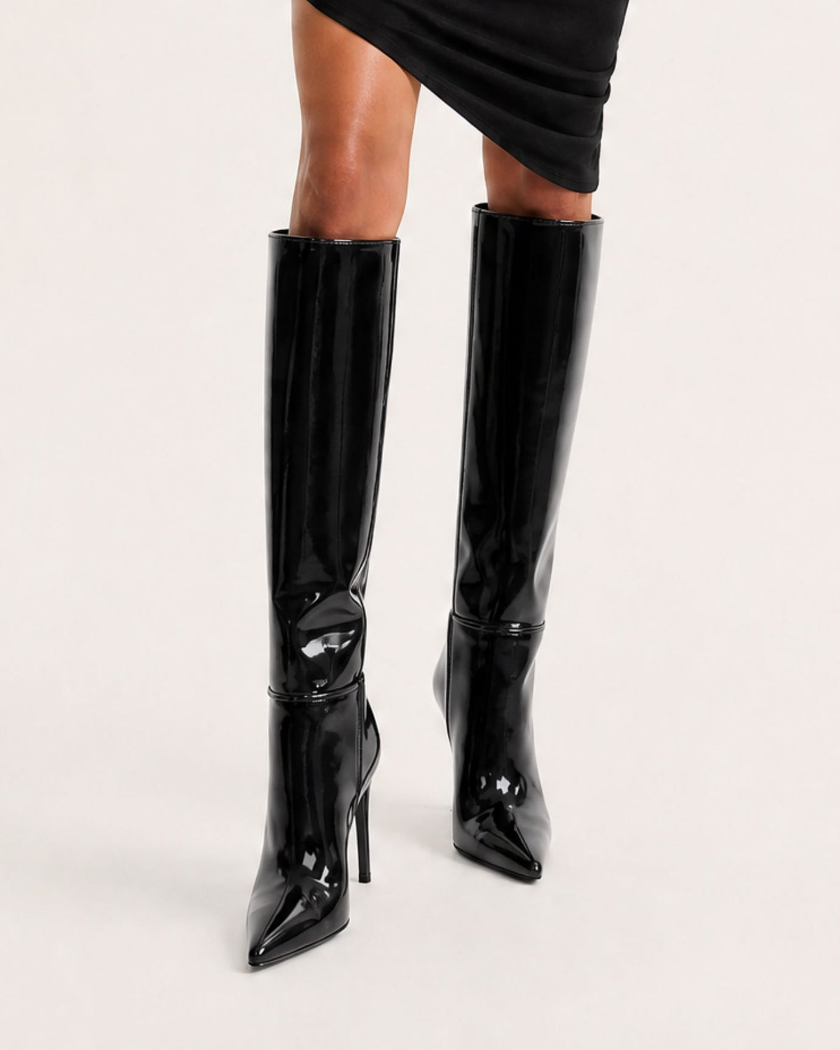 Divina Patent Leather Straight-Shaft Boots