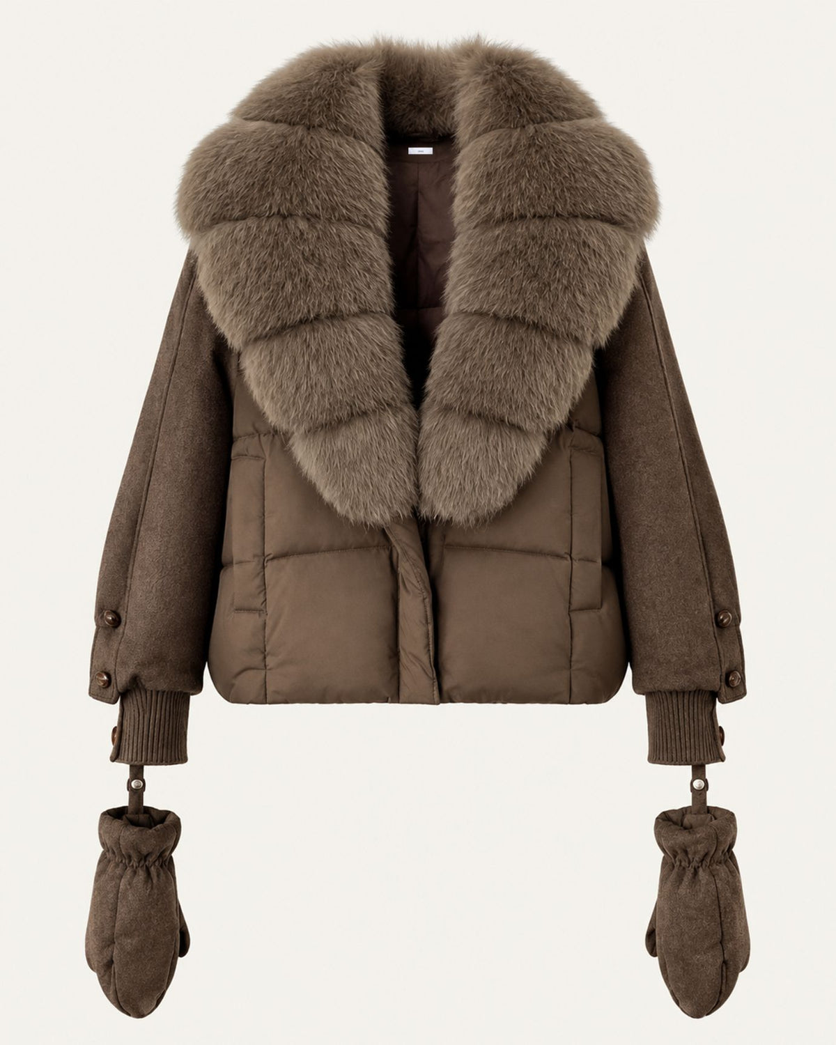 NY Duck Down Puffer Jacket with Detachable Fox Fur Collar