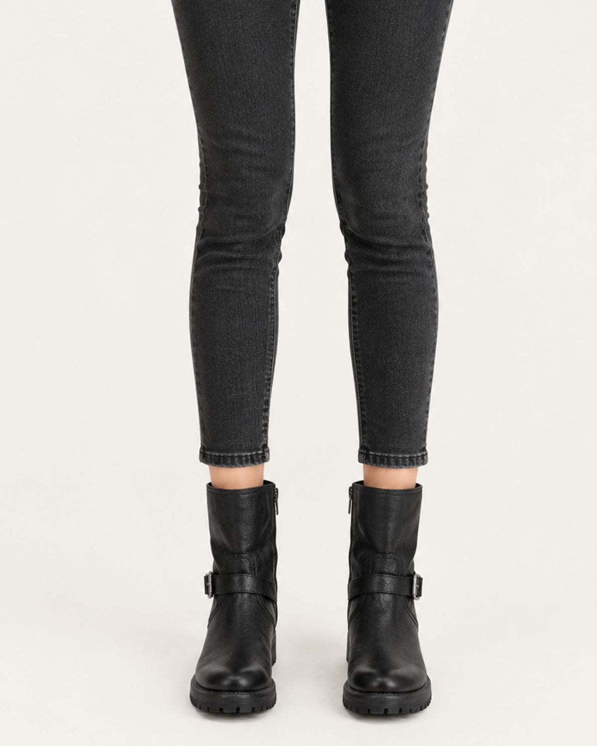 Retro Distressed Leather Half-Zip Boots