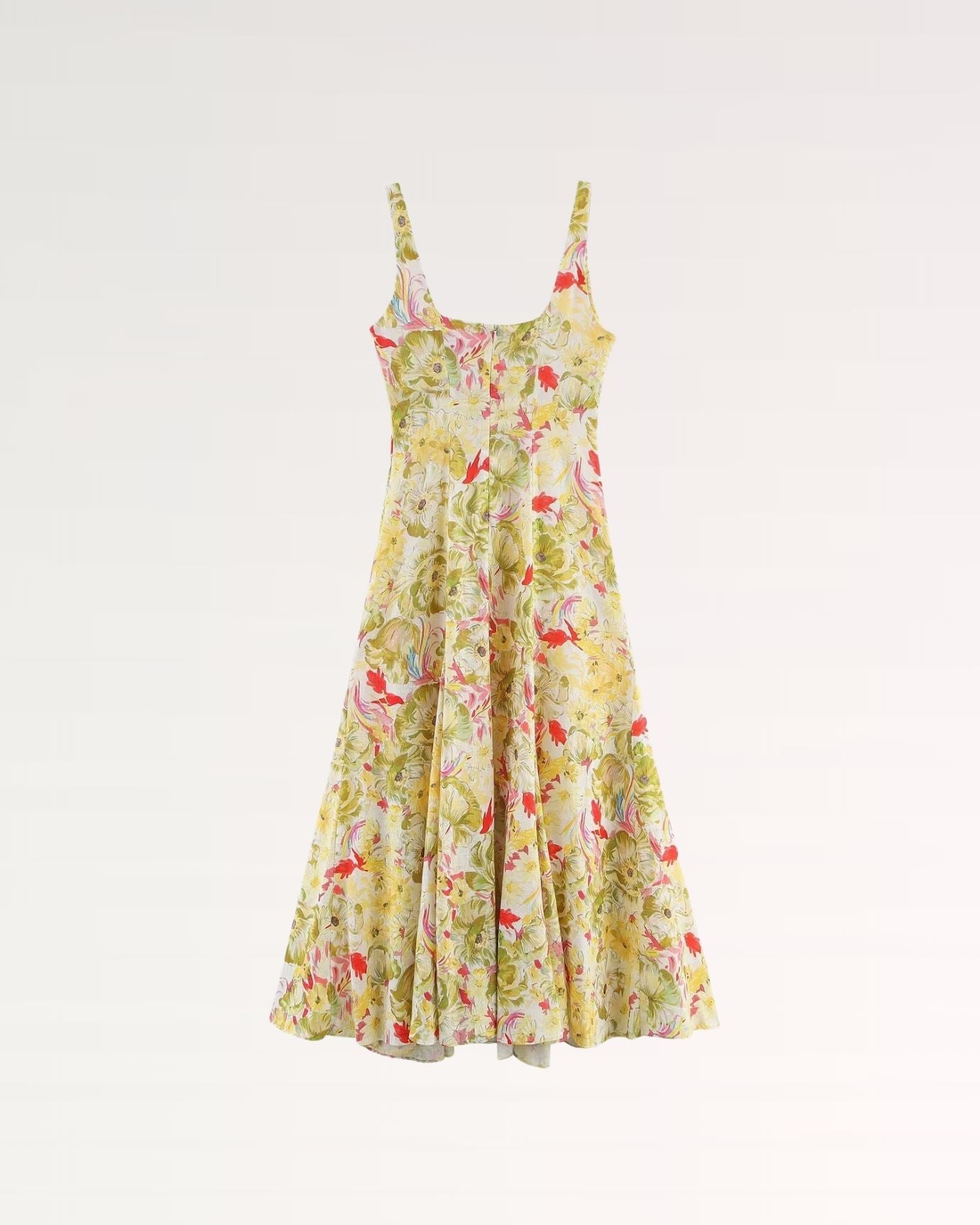 Elegant summer dress in linen blend with natural texture and loose, comfortable cut