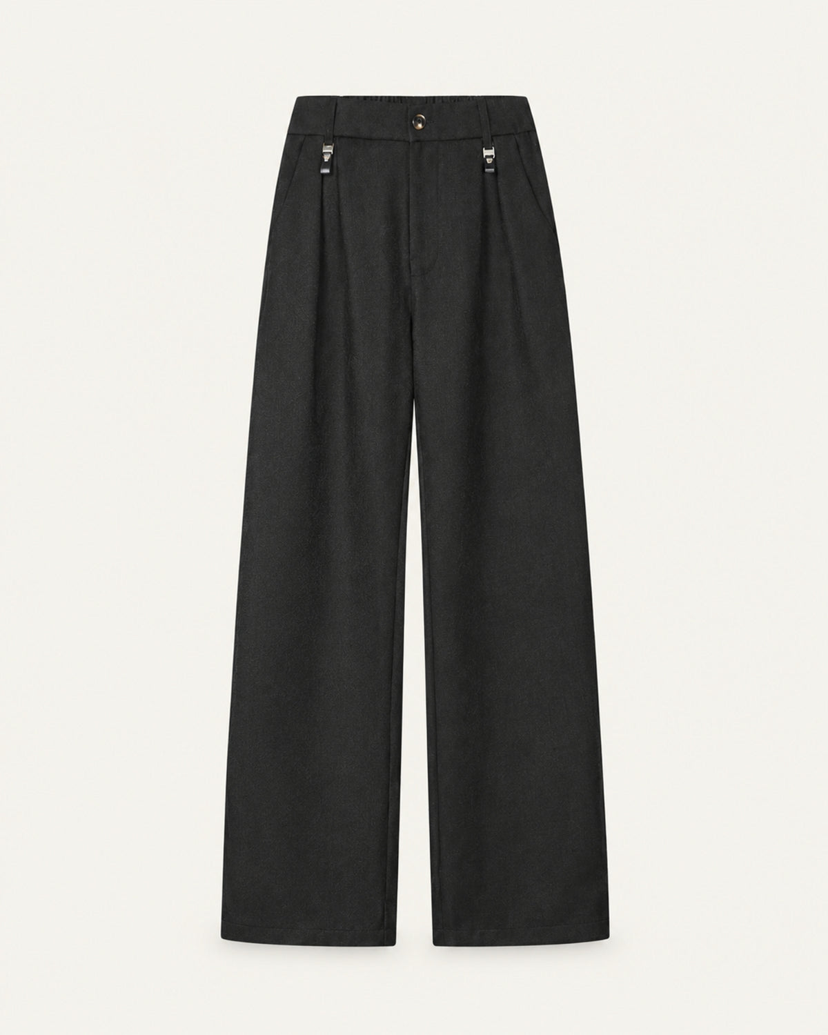 Pleated Barrel-Leg Straight Trousers