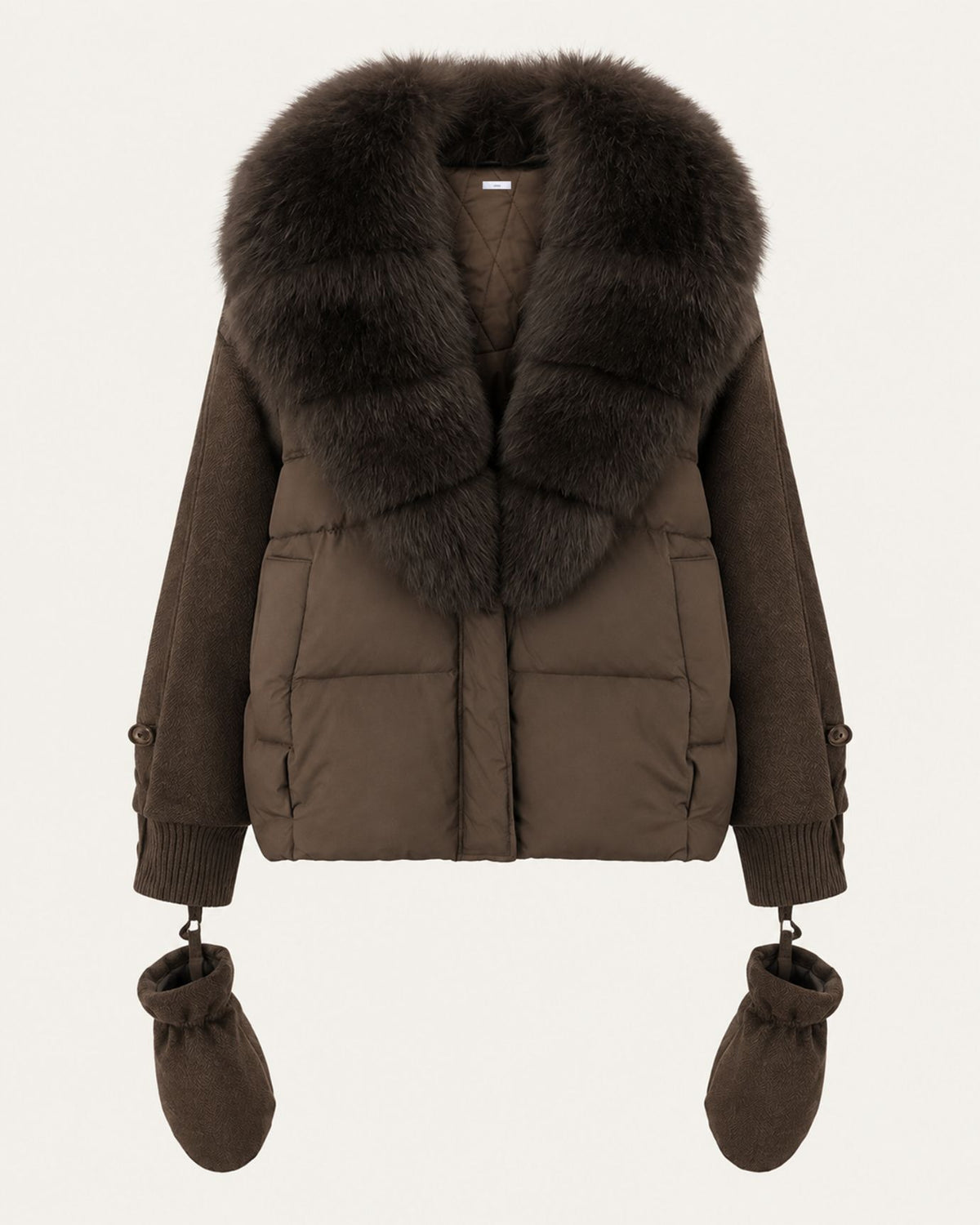 NY Duck Down Puffer Jacket with Detachable Fox Fur Collar