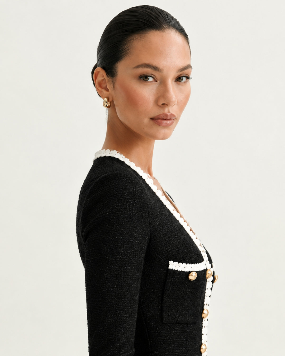 Georgina Long-Sleeve Cutout Ruffle Knit Dress