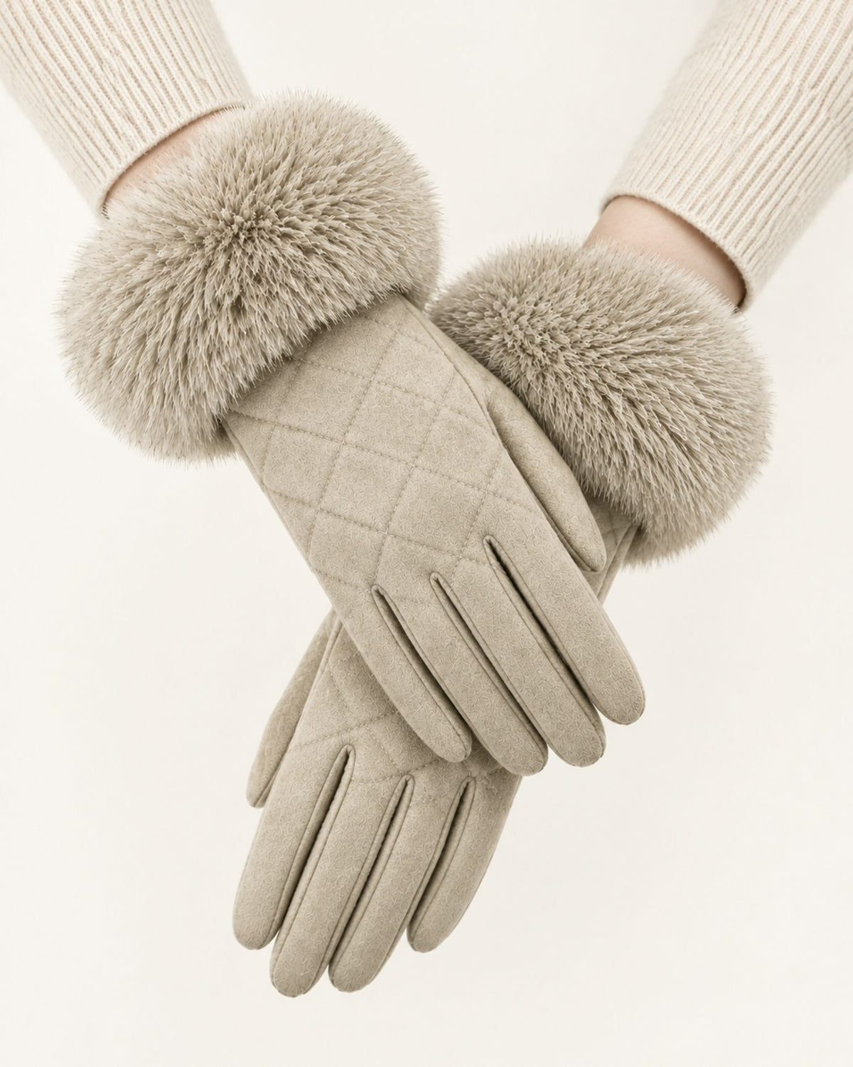 Divina Rhombus Quilted Plush Velvet Gloves
