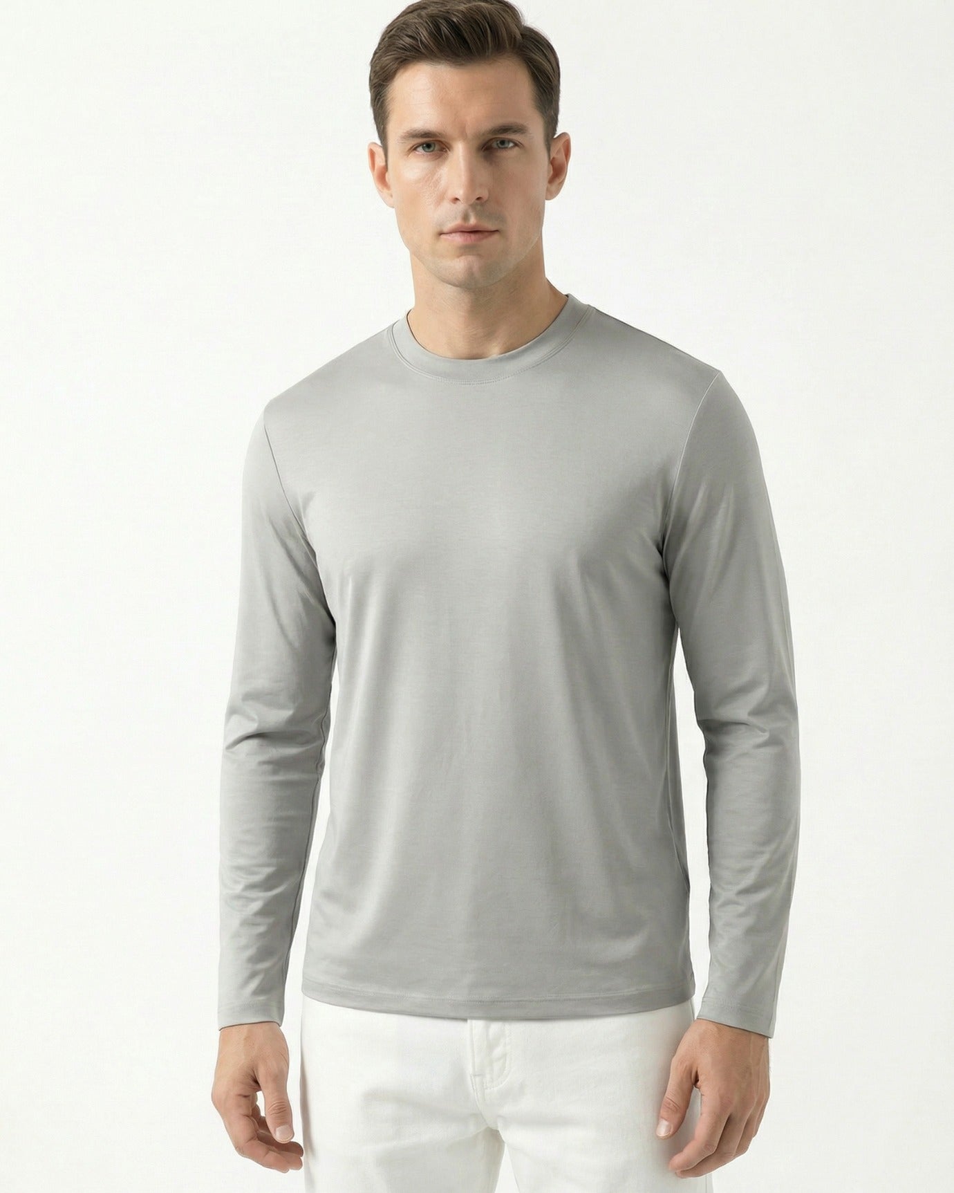 High-End Double Mercerized Lyocell Cotton Long Sleeve T-Shirt