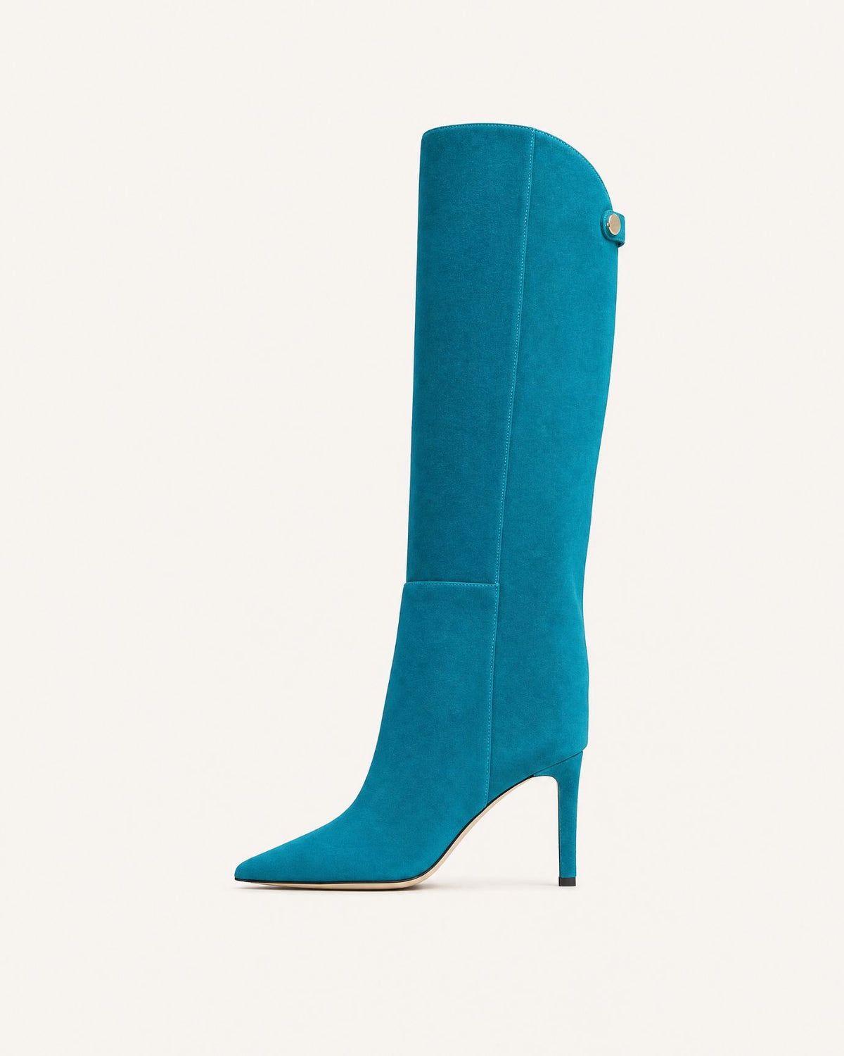 Pointed-Toe Straight-Shaft High-Heel Leather Boots