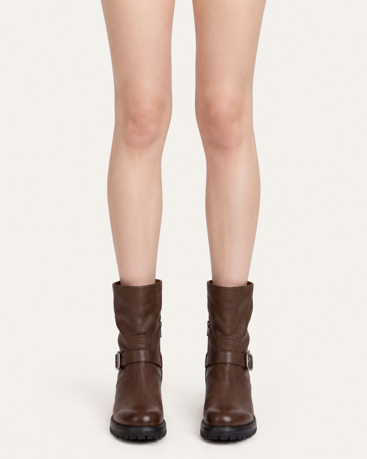 Retro Distressed Leather Half-Zip Boots