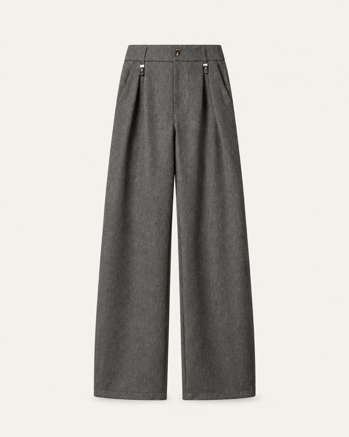 Pleated Barrel-Leg Straight Trousers