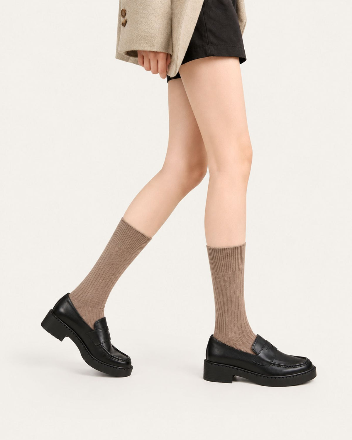 Zira Retro Leather Lug Sole Loafers