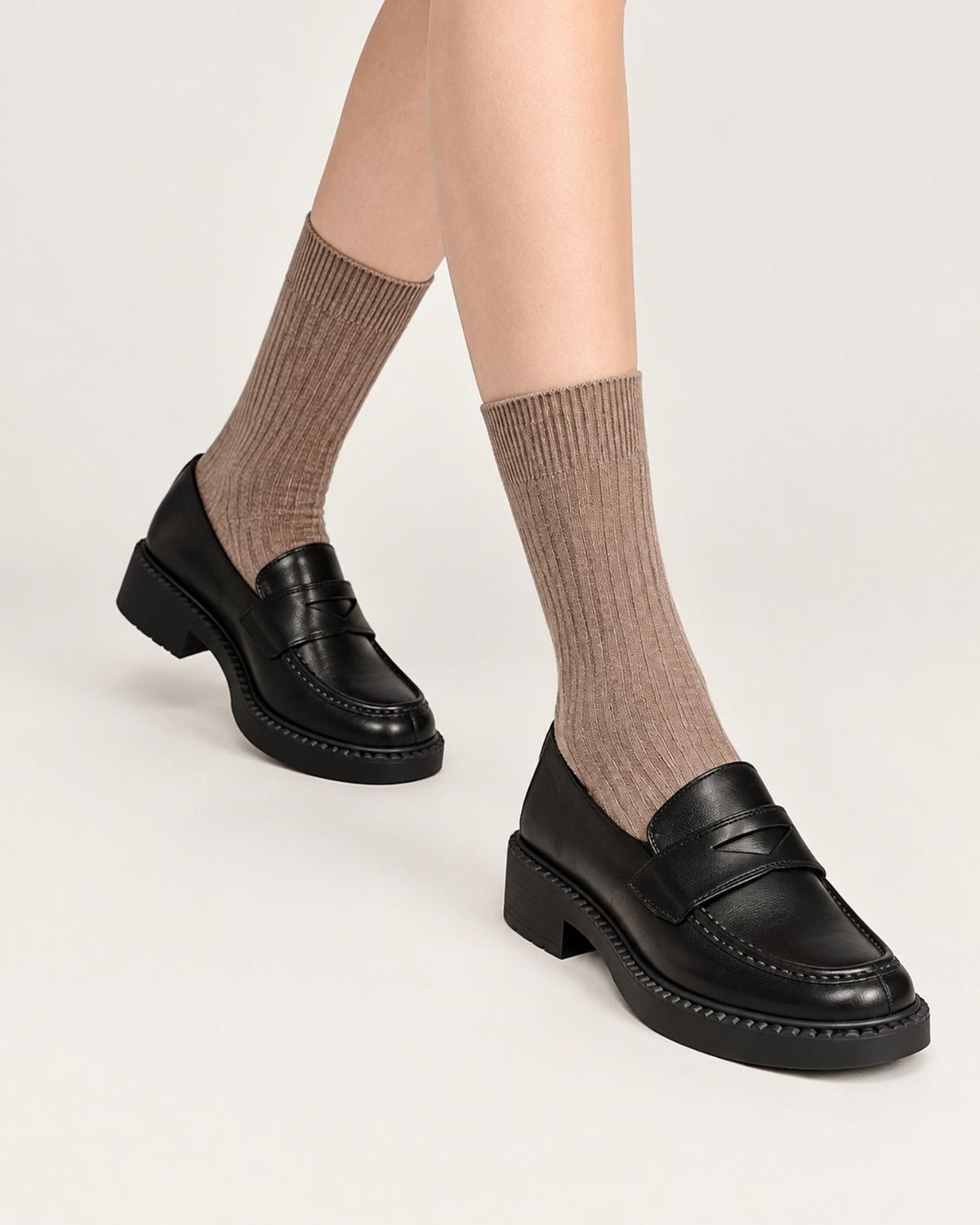 Zira Retro Leather Lug Sole Loafers