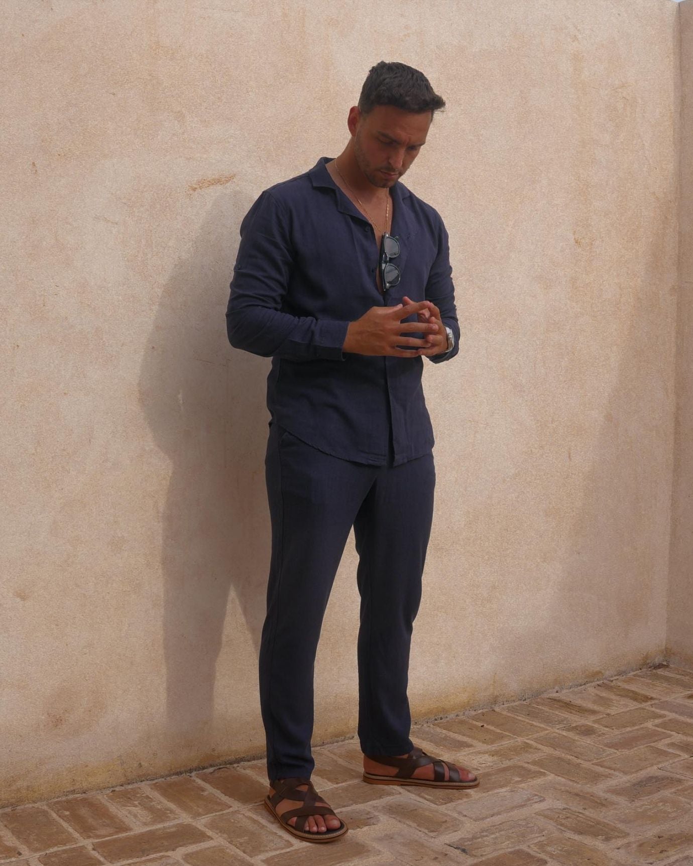 Old Money Dolce Vita Trousers - Navy Blue