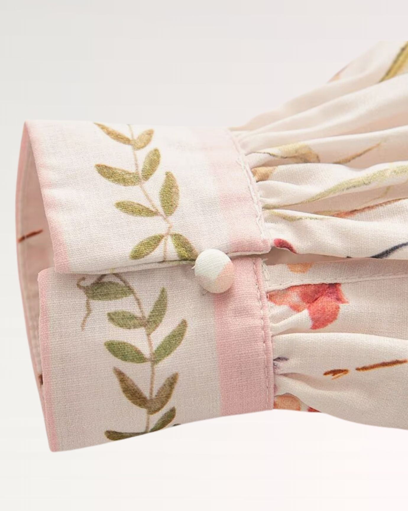 Soft and delicate sleeve cuff on Lovau Frenchie Flowery Dress with subtle ruffle detail
