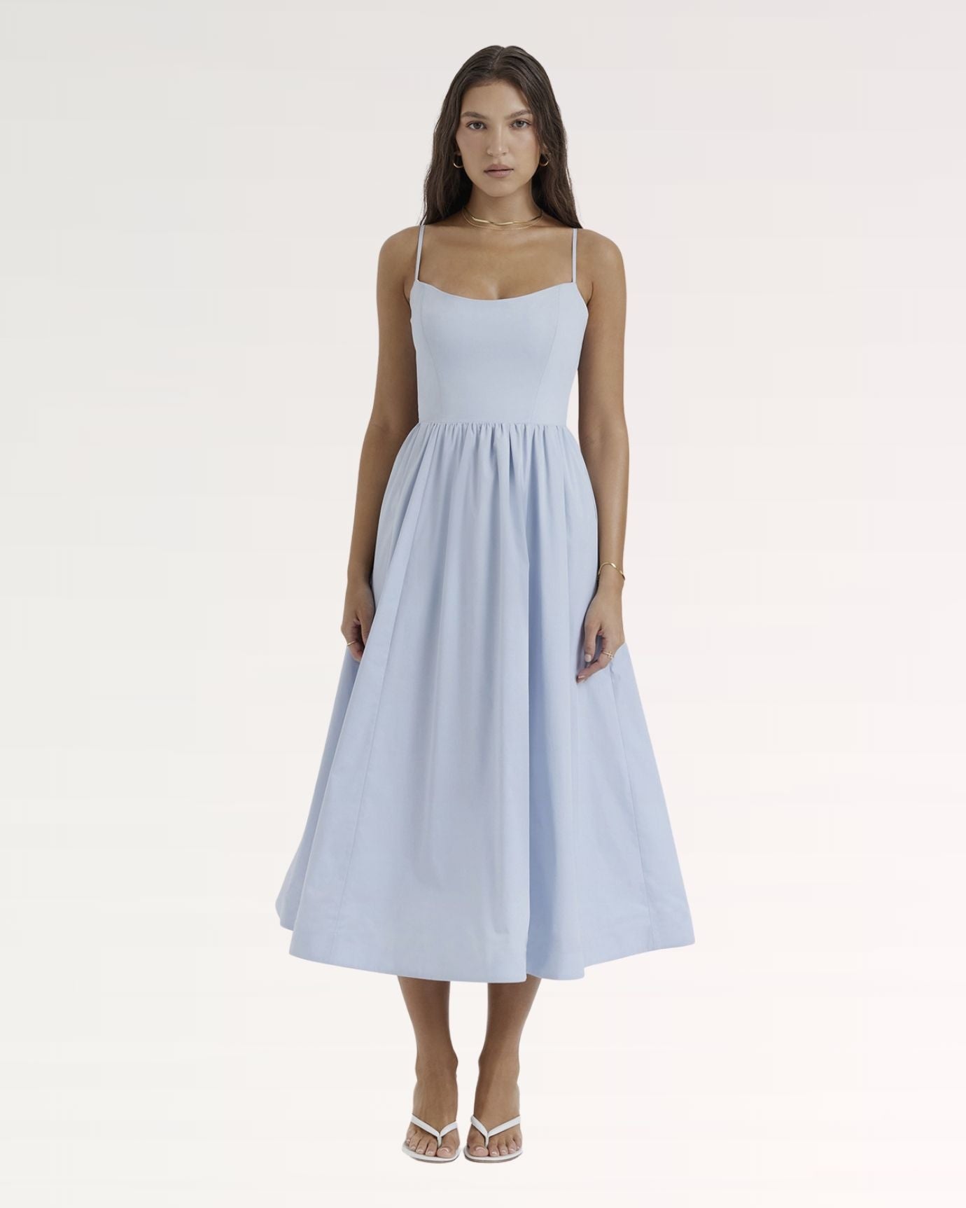 Mira Border Dress Light Blue
