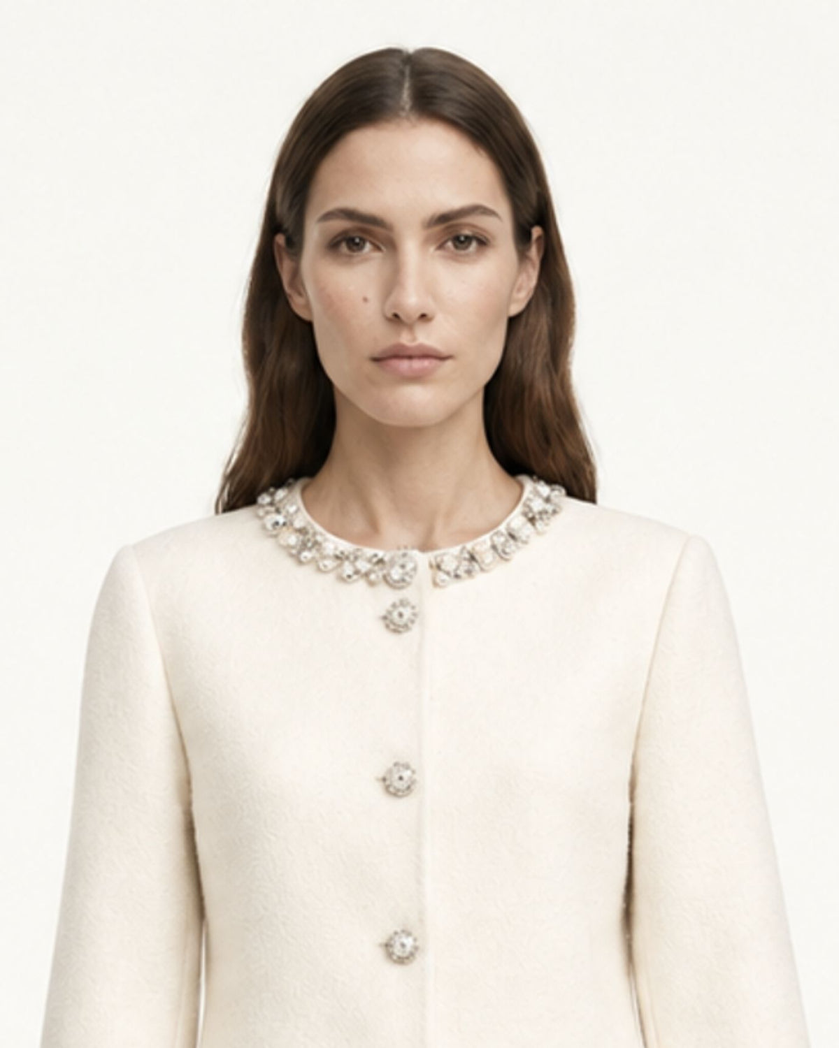 Diamond Cropped Double-Faced Wool Jacket and Skirt Set