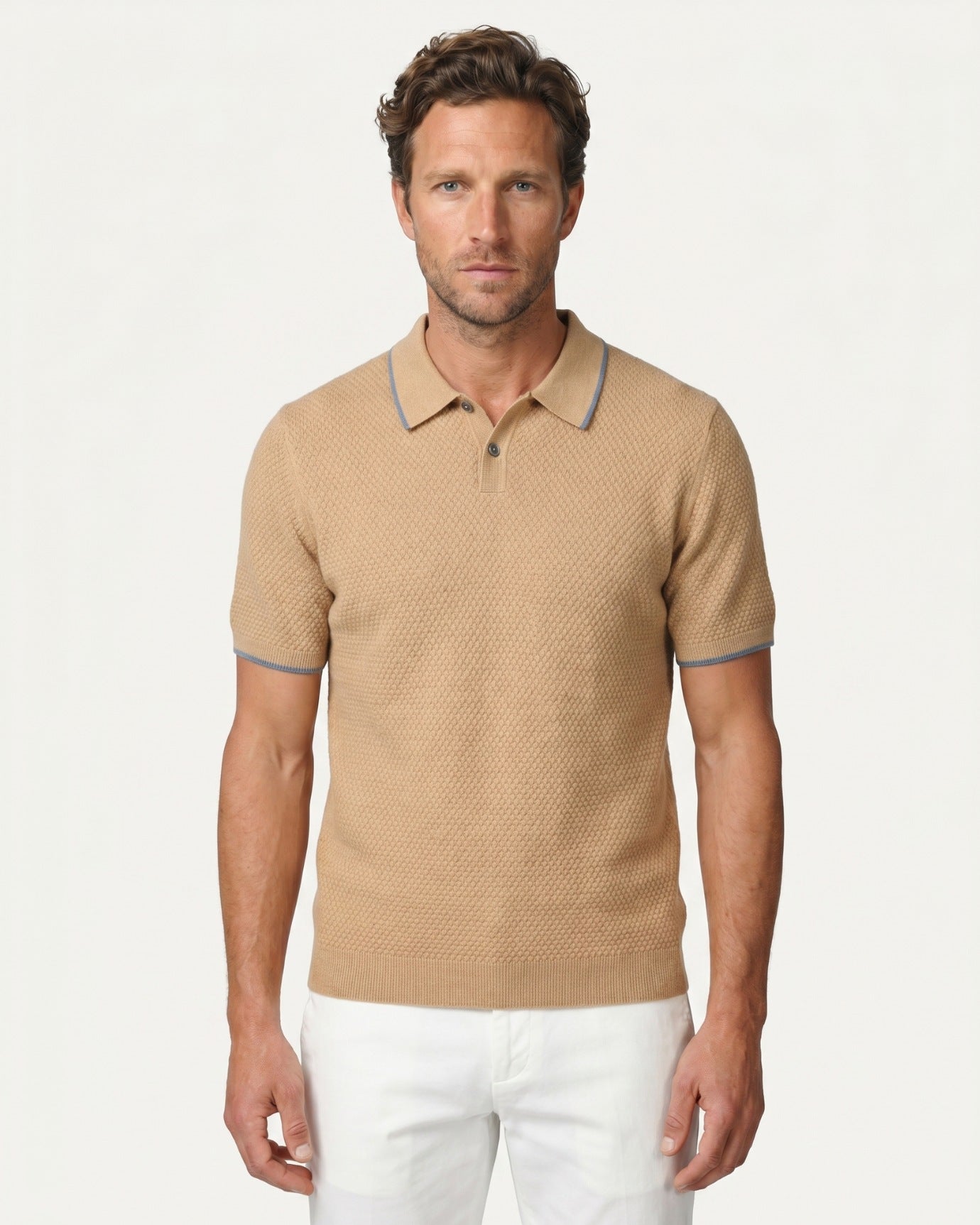 Kaschmir-Polo-Shirt, Kurzarm, Business Casual