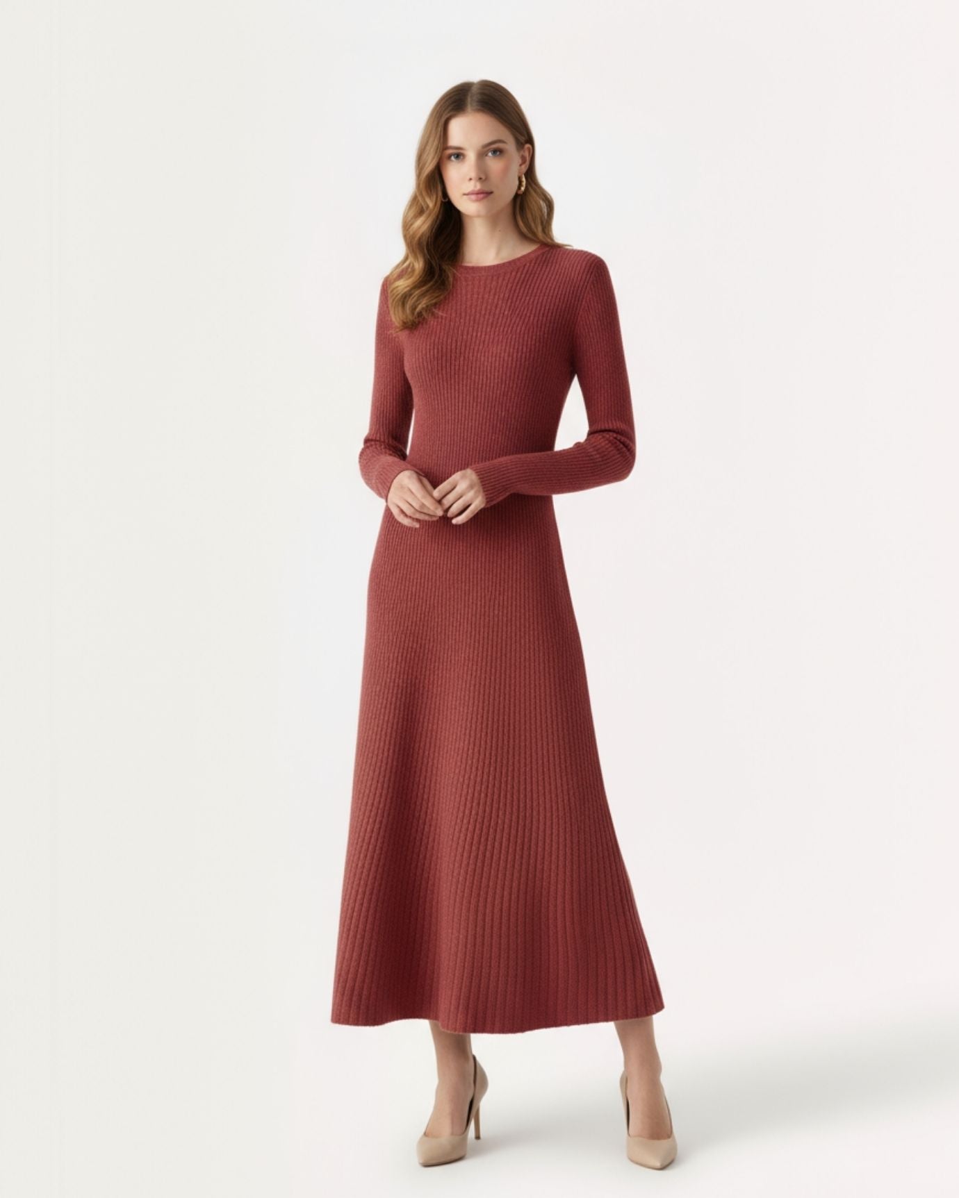 Woman Wool Dress Old Money Style