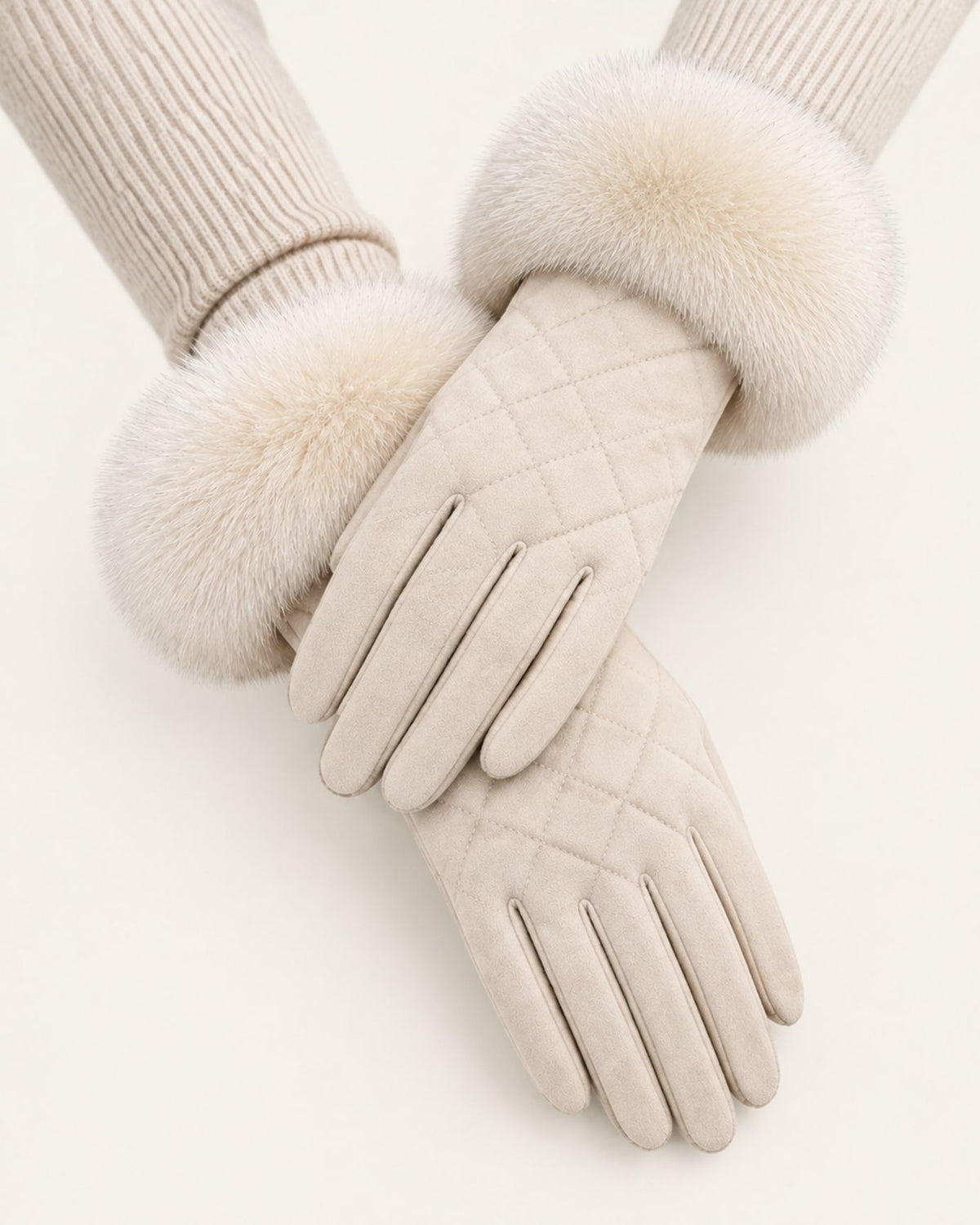 Divina Rhombus Quilted Plush Velvet Gloves