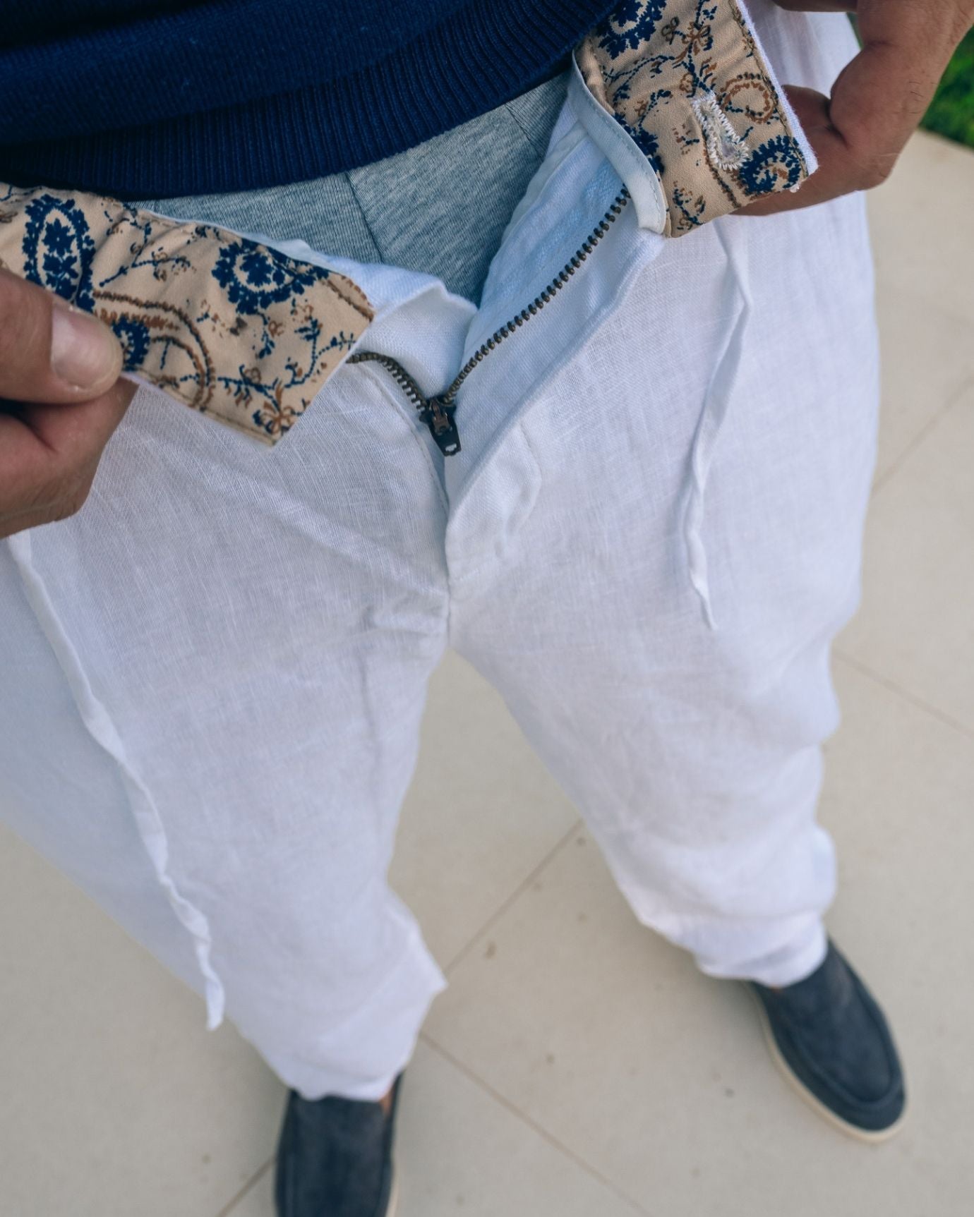 Limited edition Ibiza Vice white linen trousers with a high-quality fabric blend for ultimate comfort