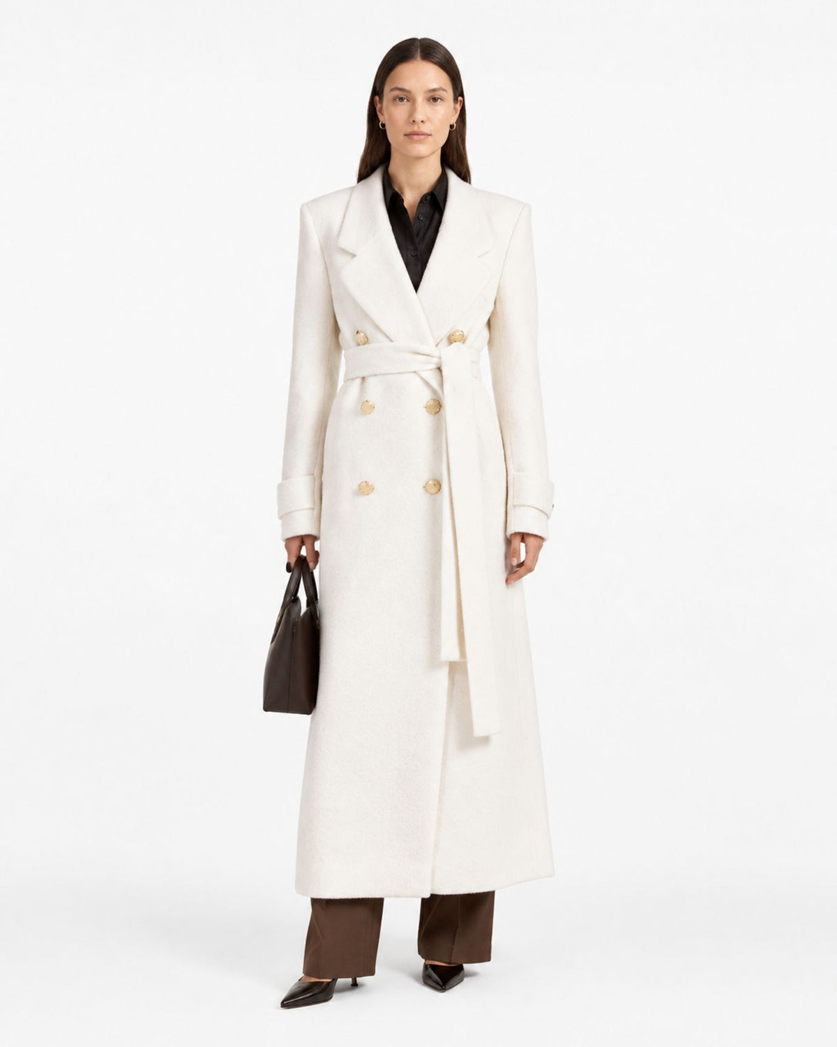Jess Long Double-Breasted Belted Coat