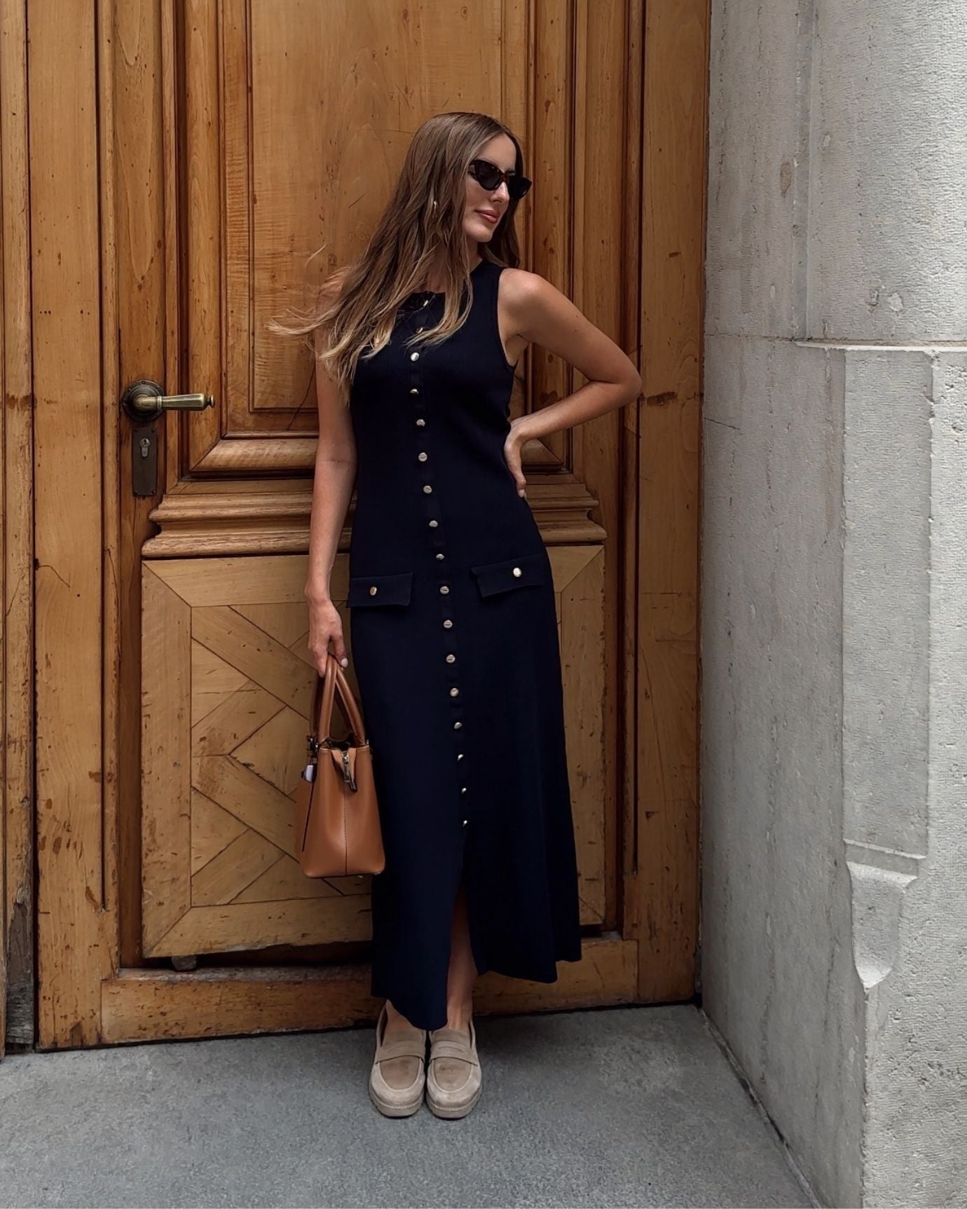 Old Money inspired knitted dress with delicate ribbed pattern