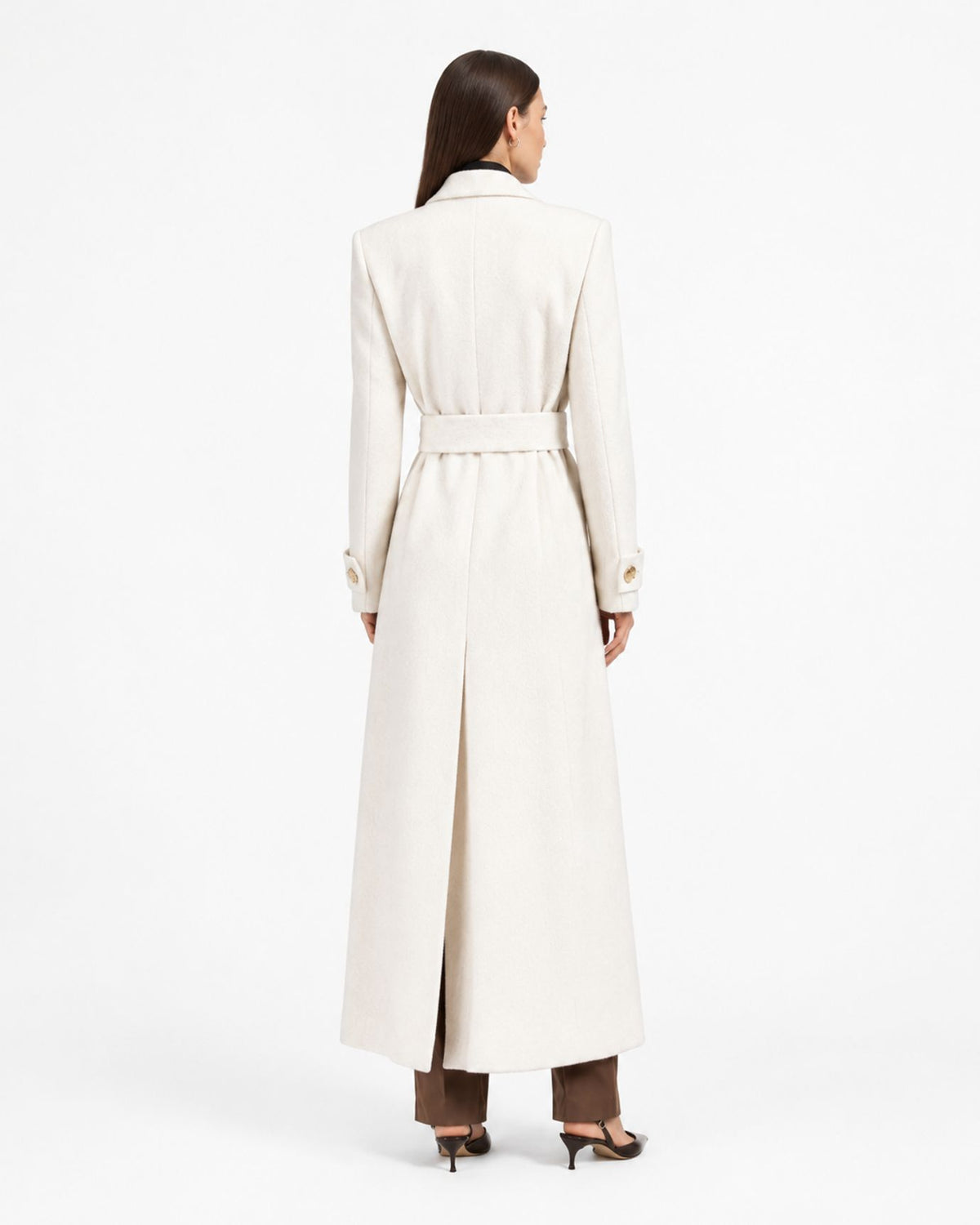 Jess Long Double-Breasted Belted Coat