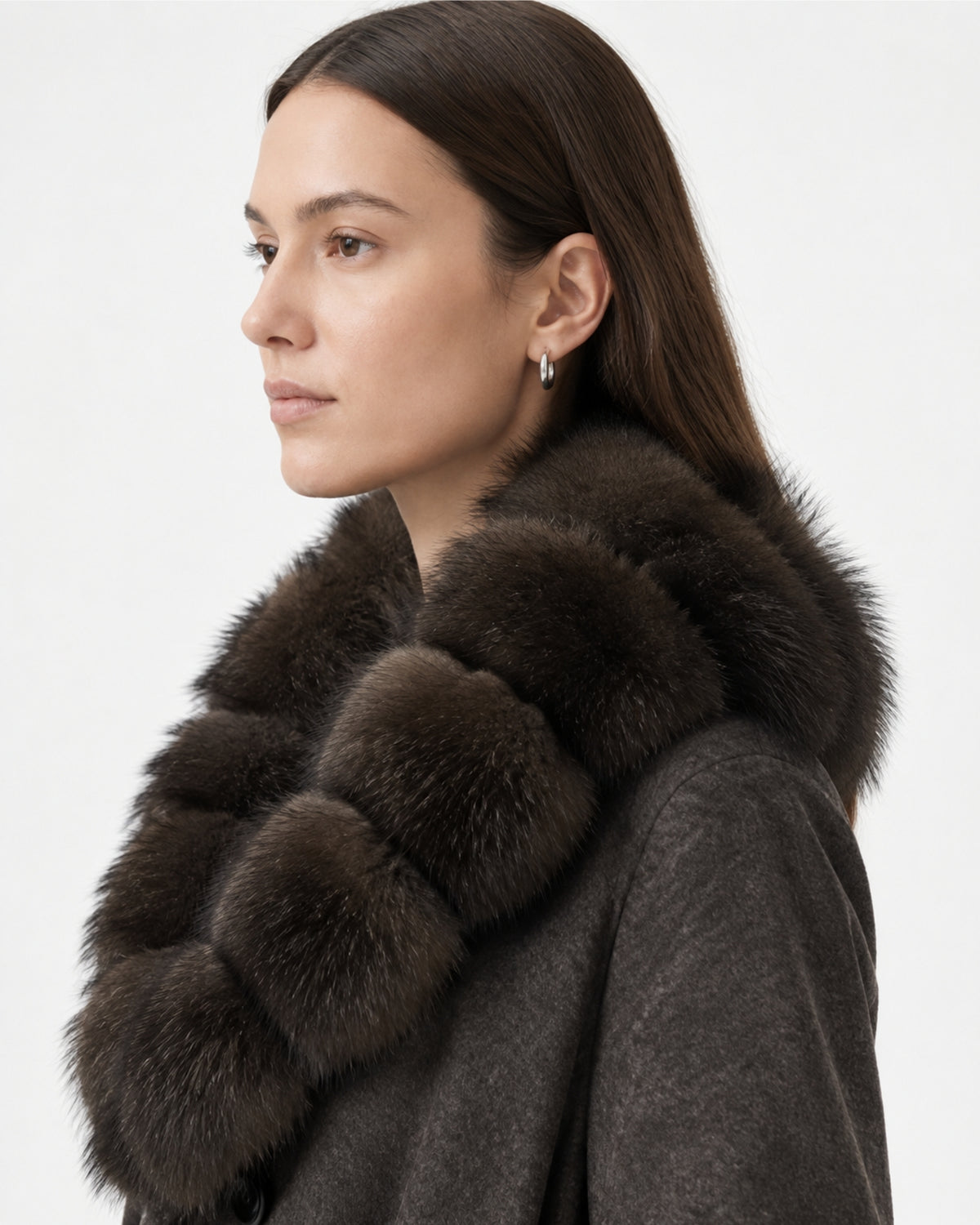 Relaxed Fit Heavyweight Down Coat with Fur Collar Shorter