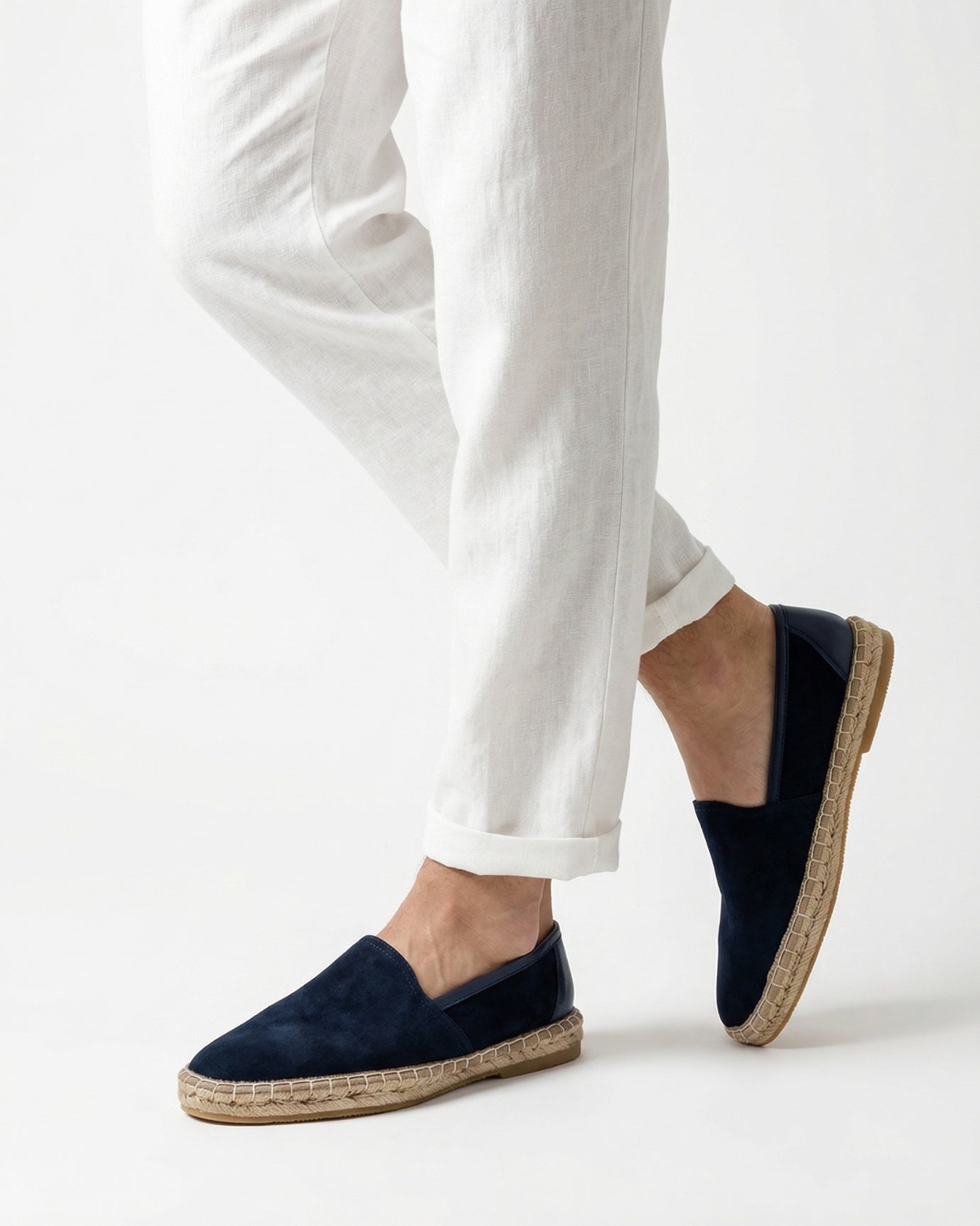 Mykonos Navy Blue Slip-On Suede Loafers Genuine Leather Casual Flats