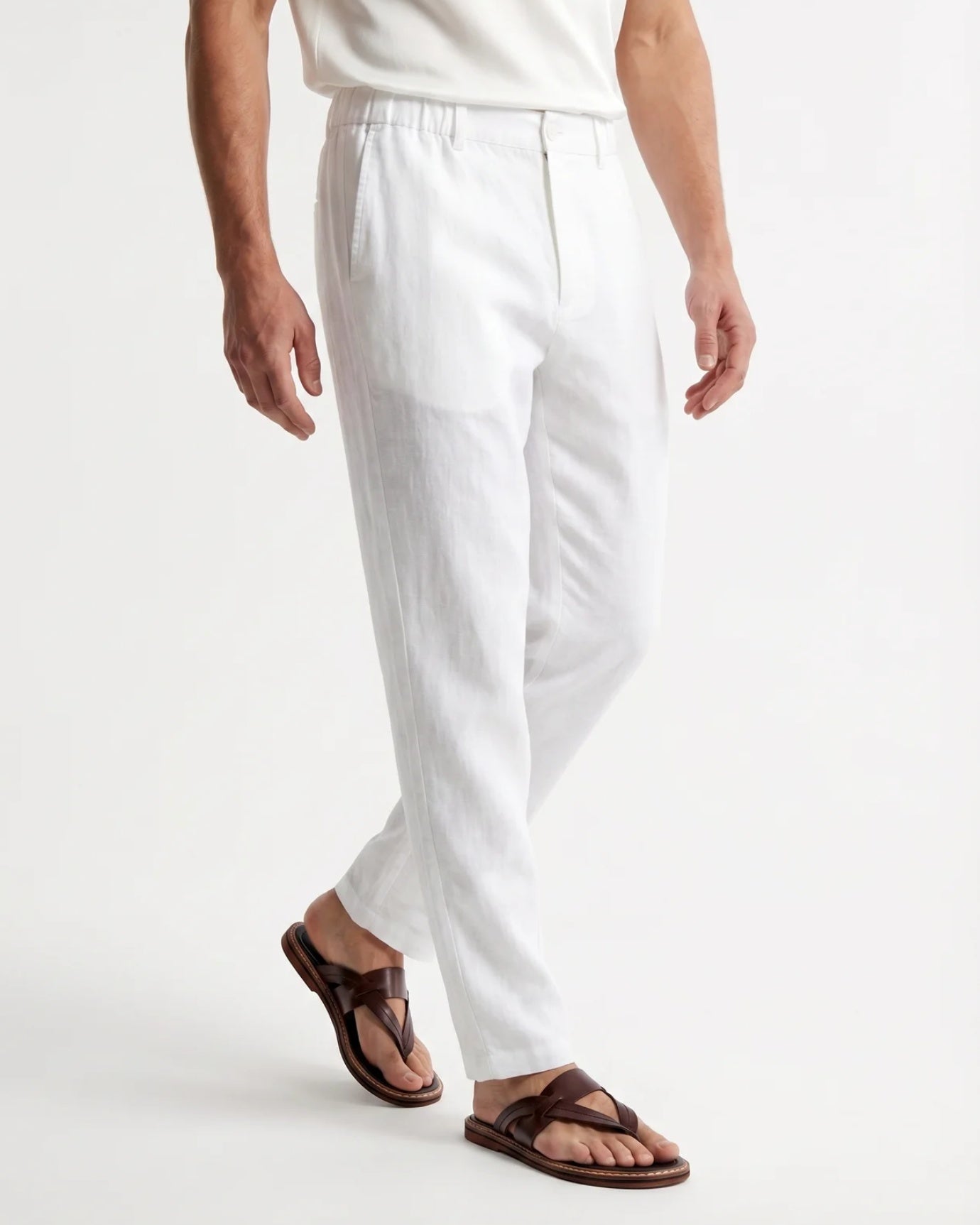 Marbella Linen Trousers – Elastic Waist Relaxed Fit