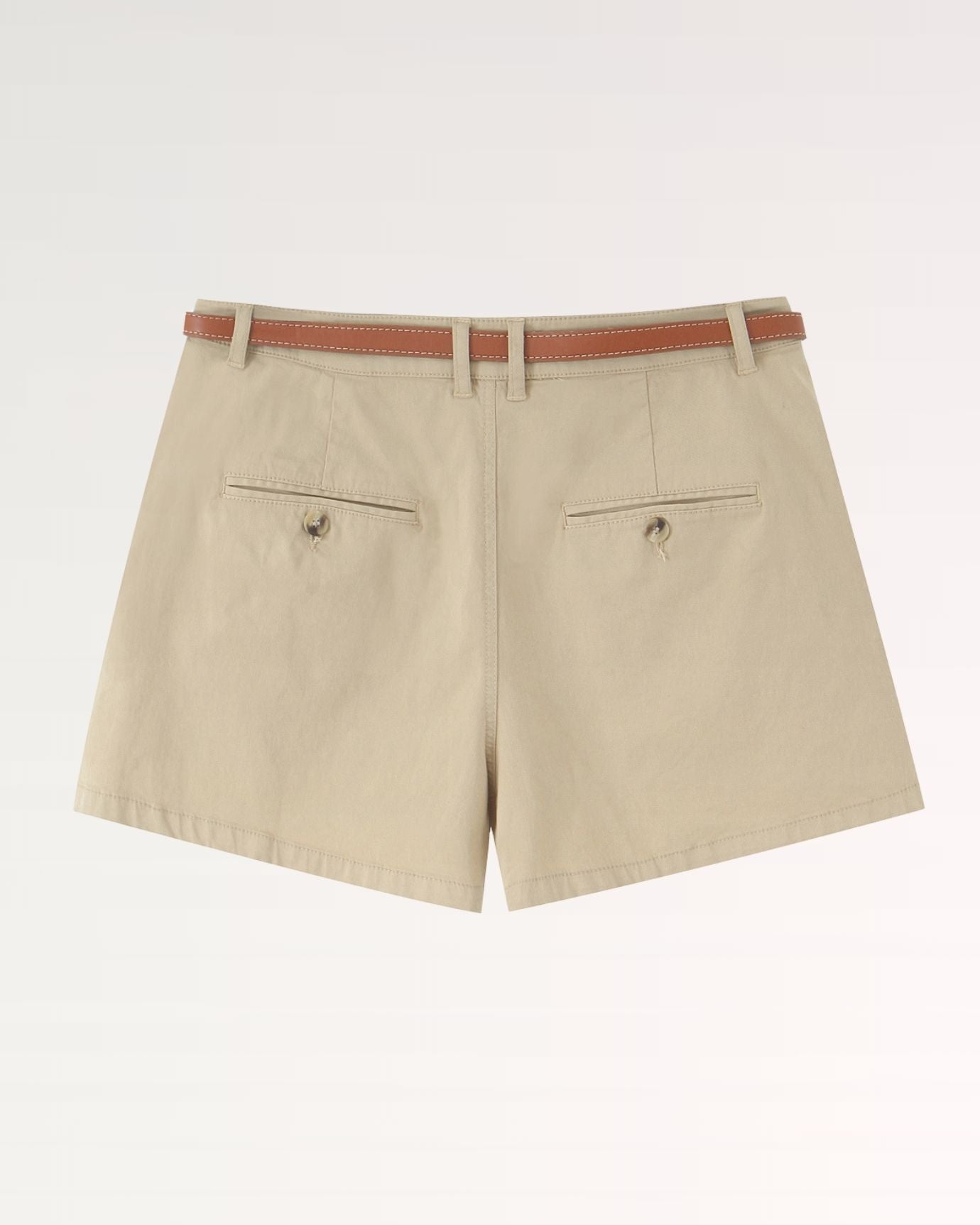 Front pleats adding subtle volume and sophistication to the shorts design