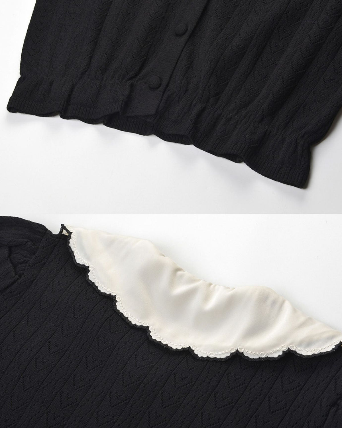 Kimberly Long-Sleeve Cardigan with Embroidered Floral Collar