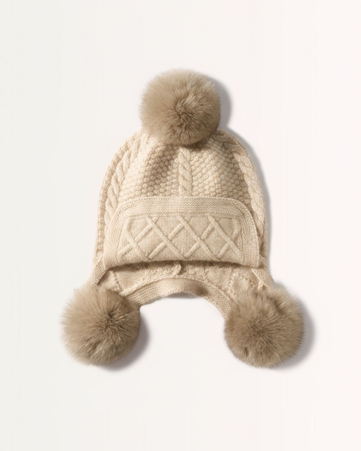 Cashmere and Leather Hat ball twisted casual earmuffs warm