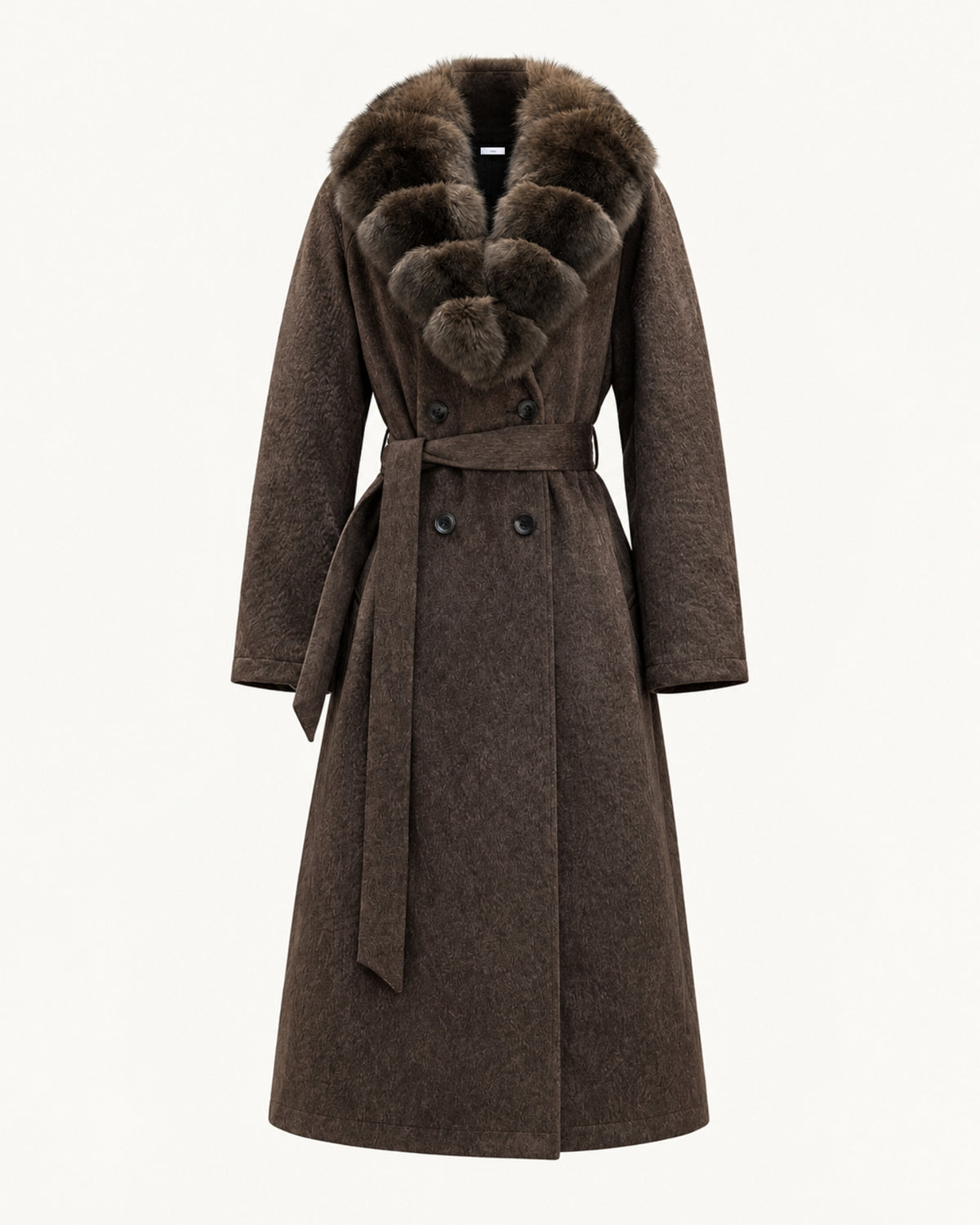 Relaxed Fit Heavyweight Down Coat with Fur Collar Long