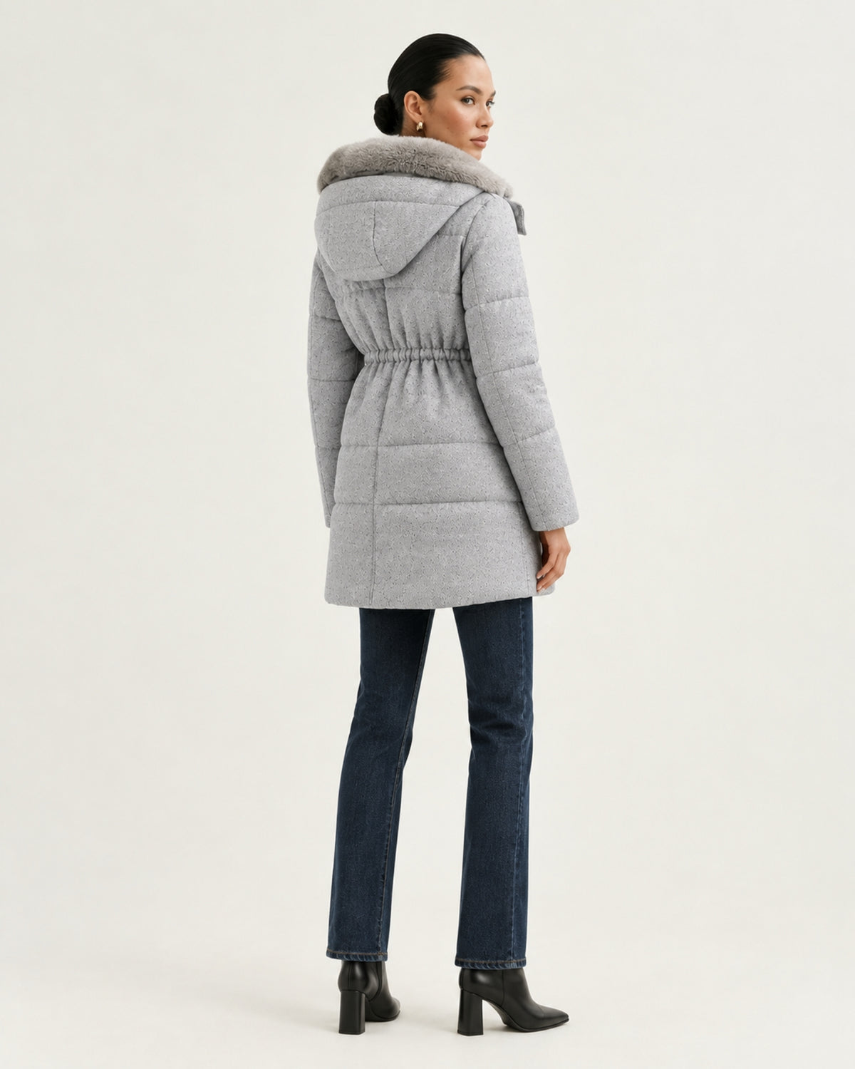 High-End Hooded Cashmere Down Jacket with Mink Collar