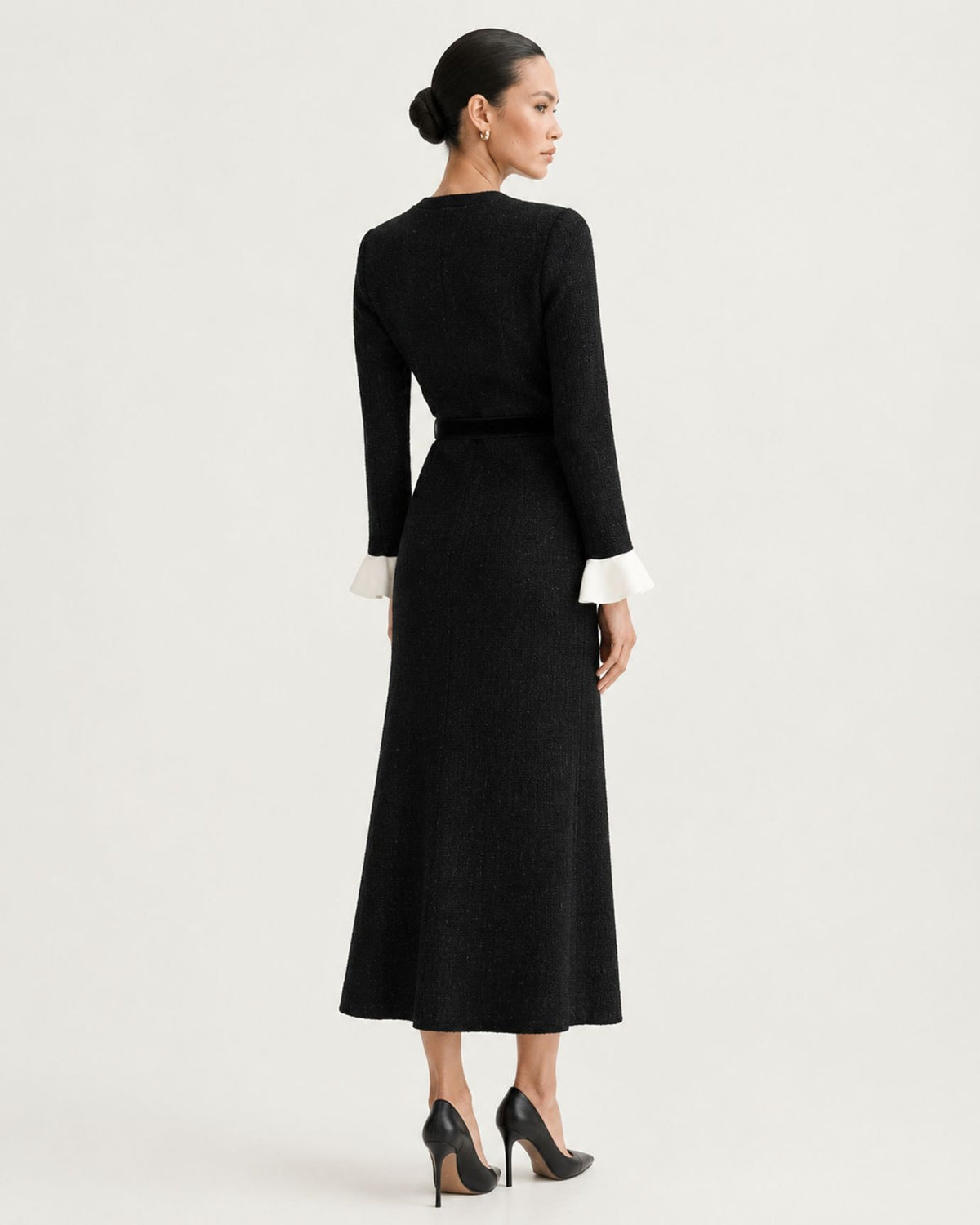 Divina Black Chenille V-Neck Maxi Dress