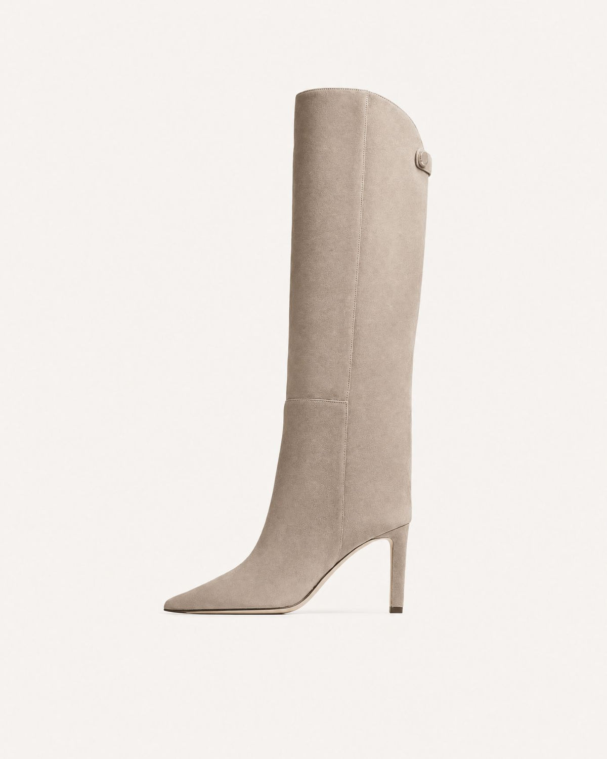 Pointed-Toe Straight-Shaft High-Heel Leather Boots