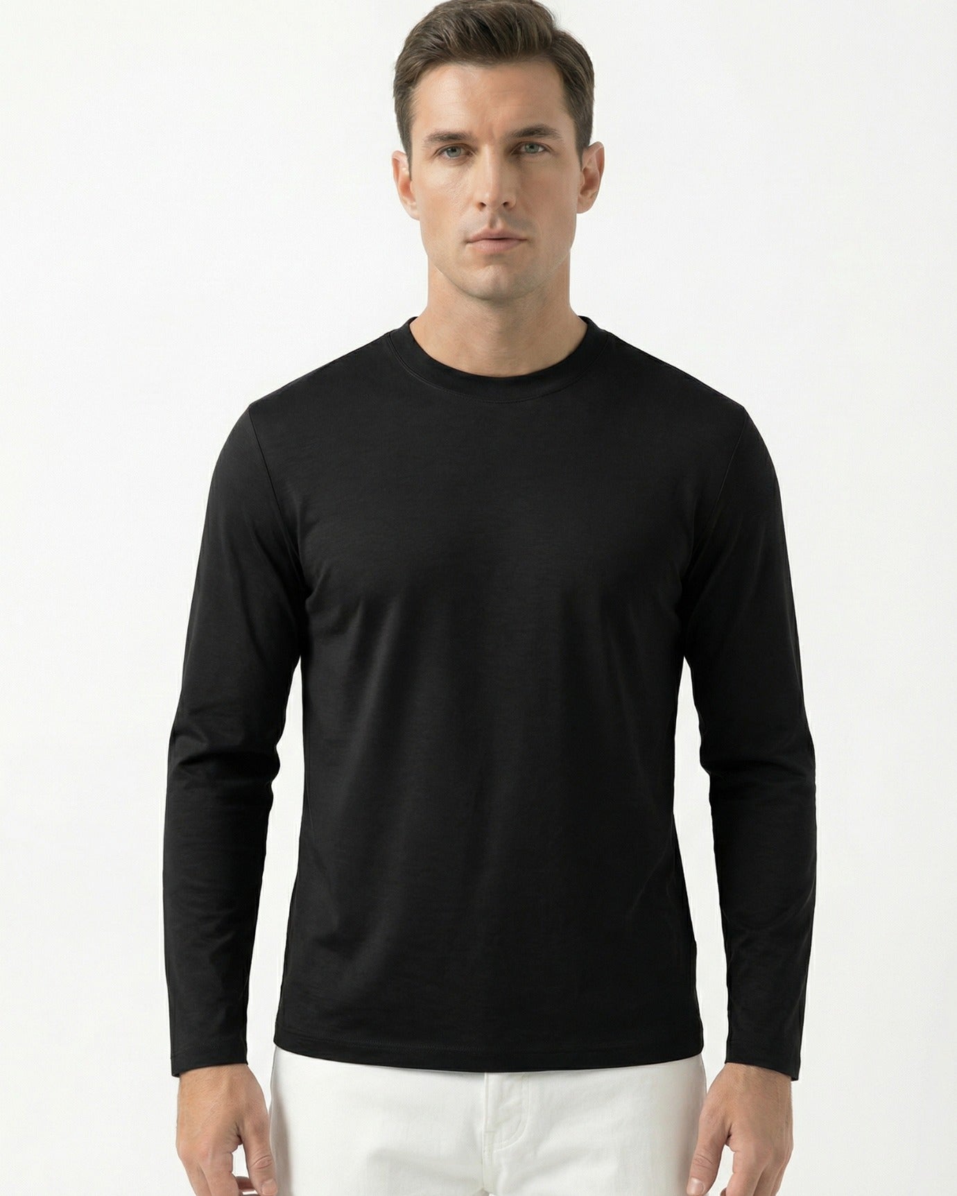 High-End Double Mercerized Lyocell Cotton Long Sleeve T-Shirt