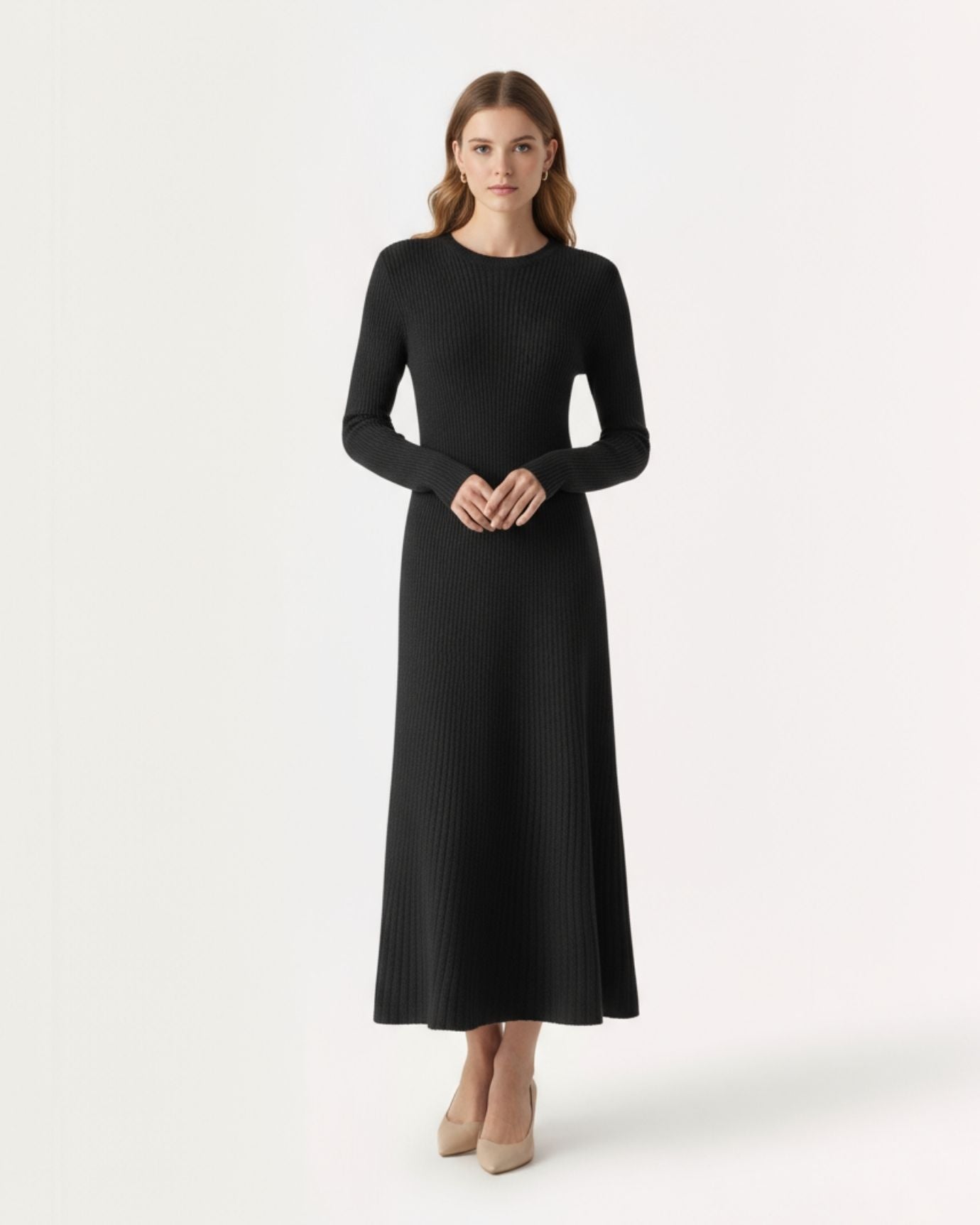 Woman Wool Dress Old Money Style