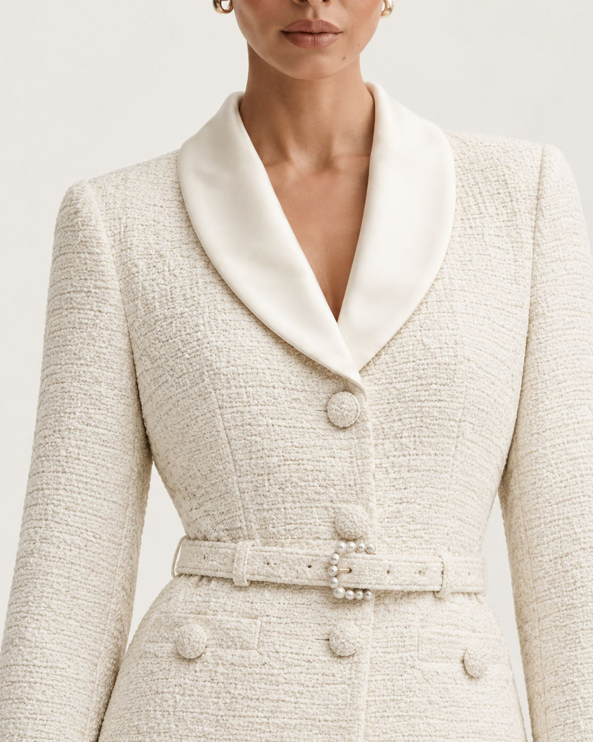 Tailored Lace-Paneled Layered-Look White Maxi Dress
