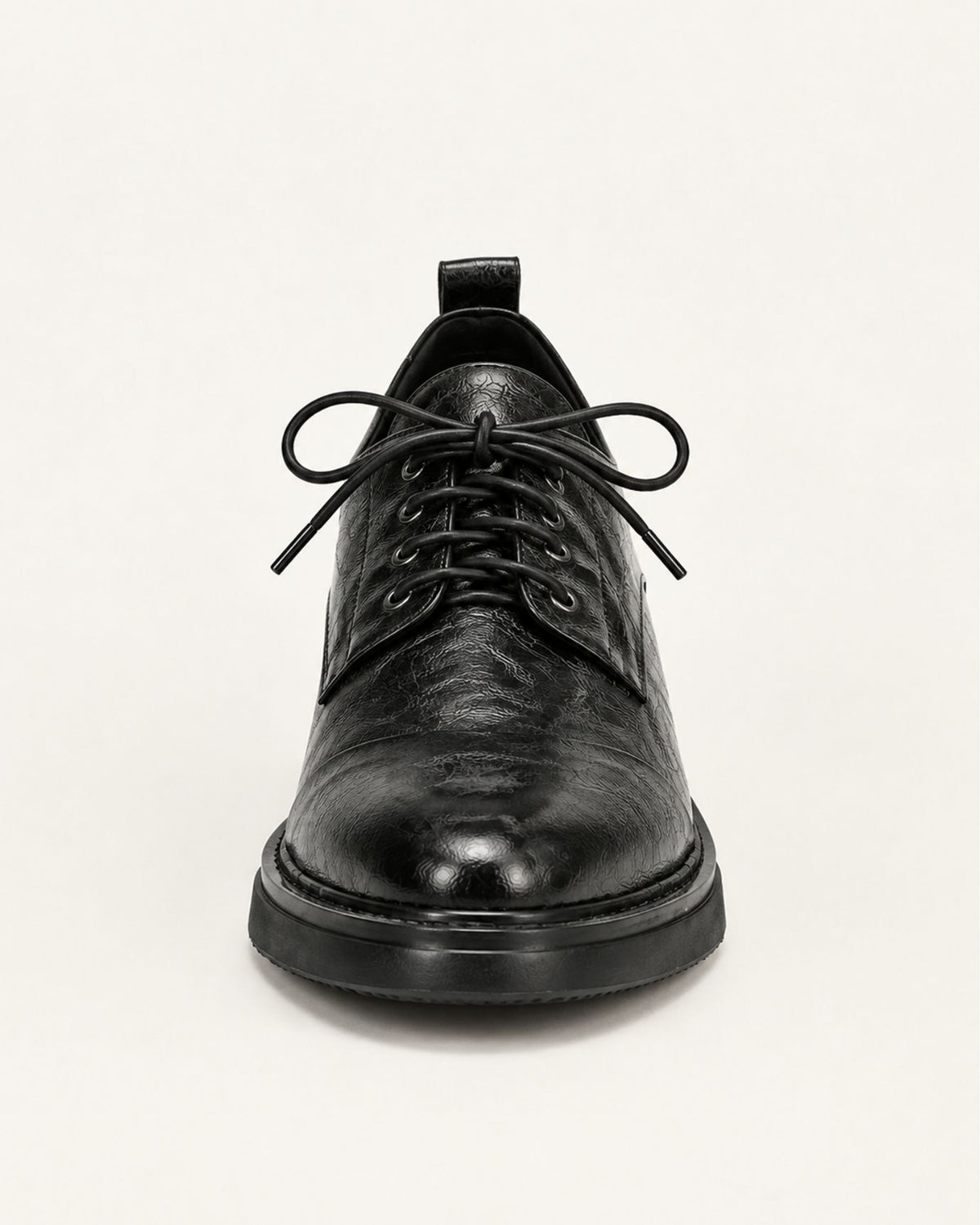 Genuine Leather Lace-Up Block Heel Oxfords