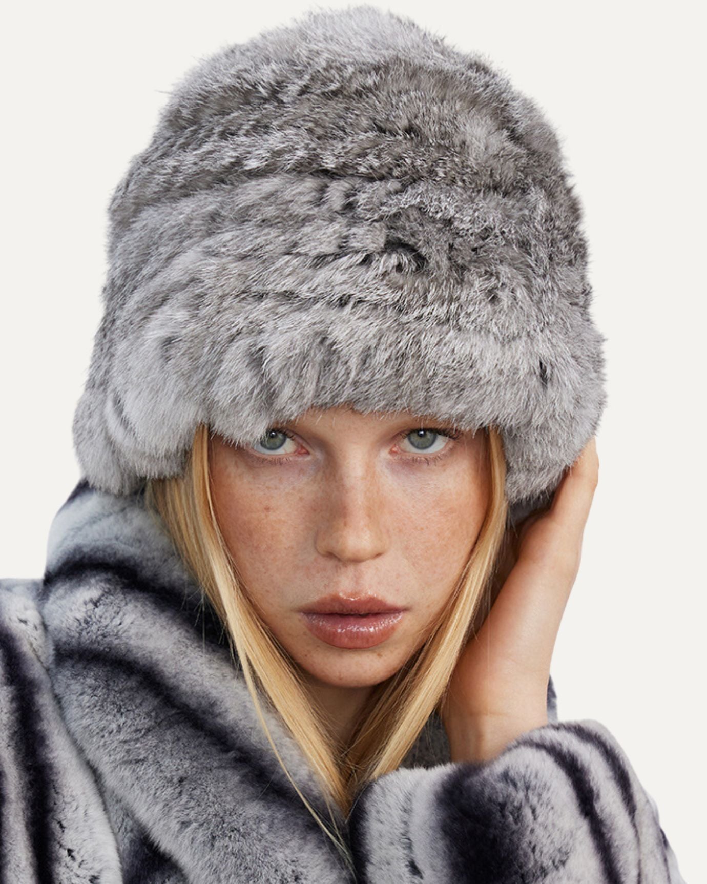 Rabbit Fur Designer Hat Liquid Gray
