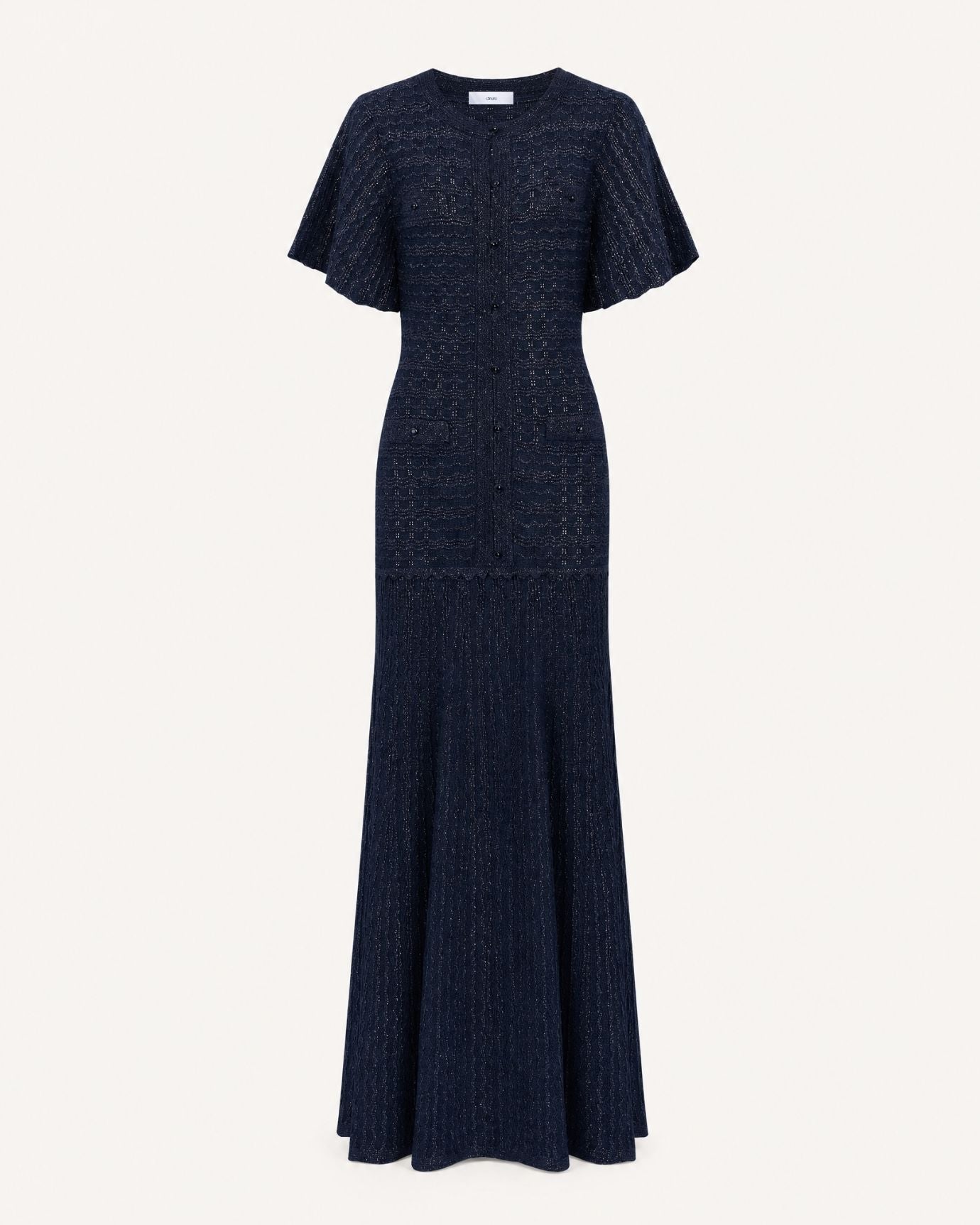 Anna Rhinestone Short-Sleeve Round-Neck Celebrity Dress