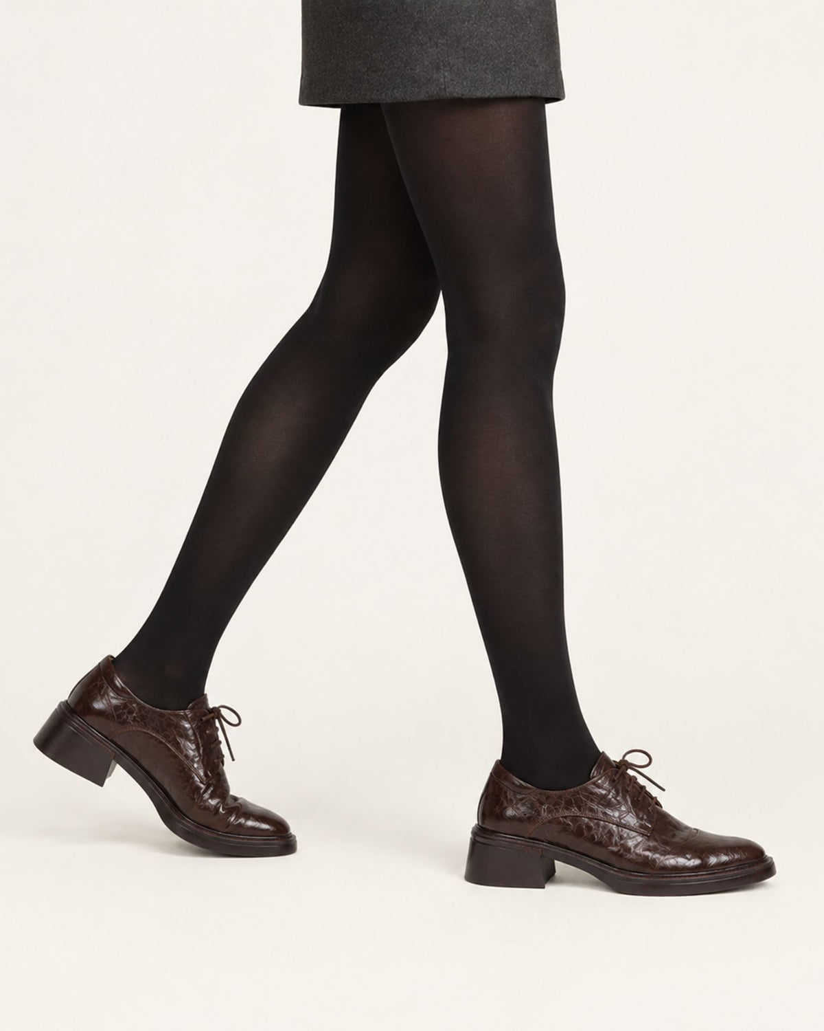 Genuine Leather Lace-Up Block Heel Oxfords