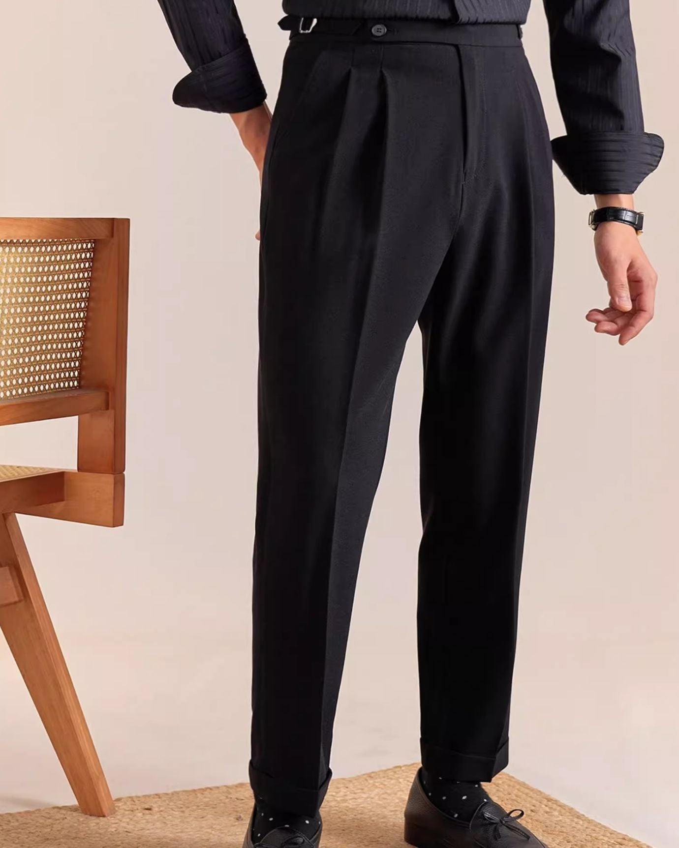 Marbella Trousers Double Pleat Naples Black