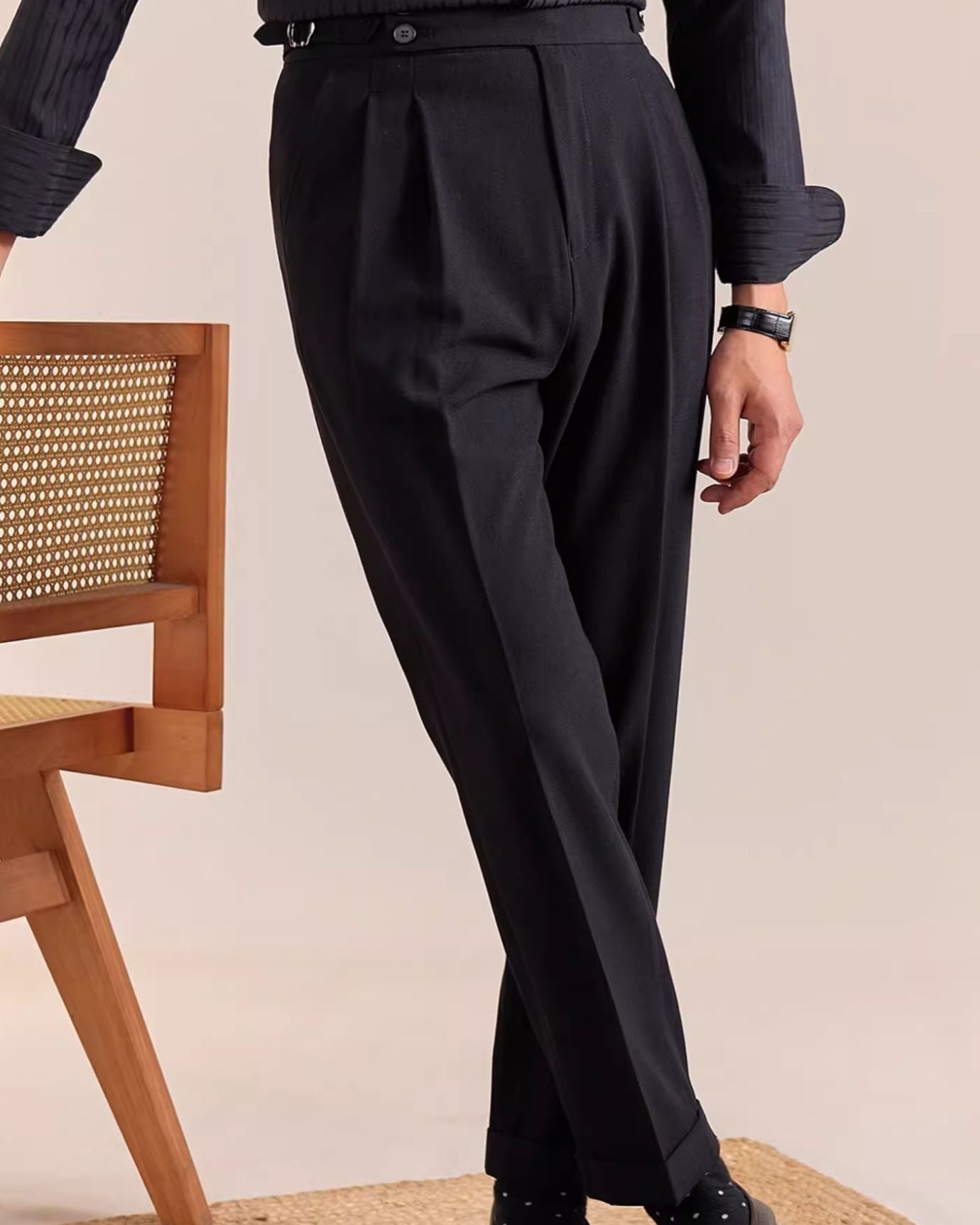 Front view of Marbella Trousers Double Pleat Naples showcasing tailored fit