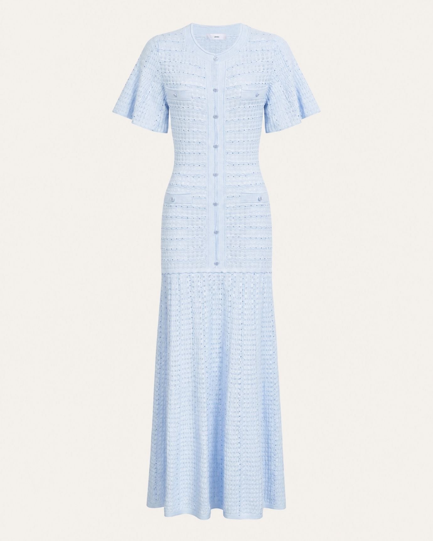 Anna Rhinestone Short-Sleeve Round-Neck Celebrity Dress
