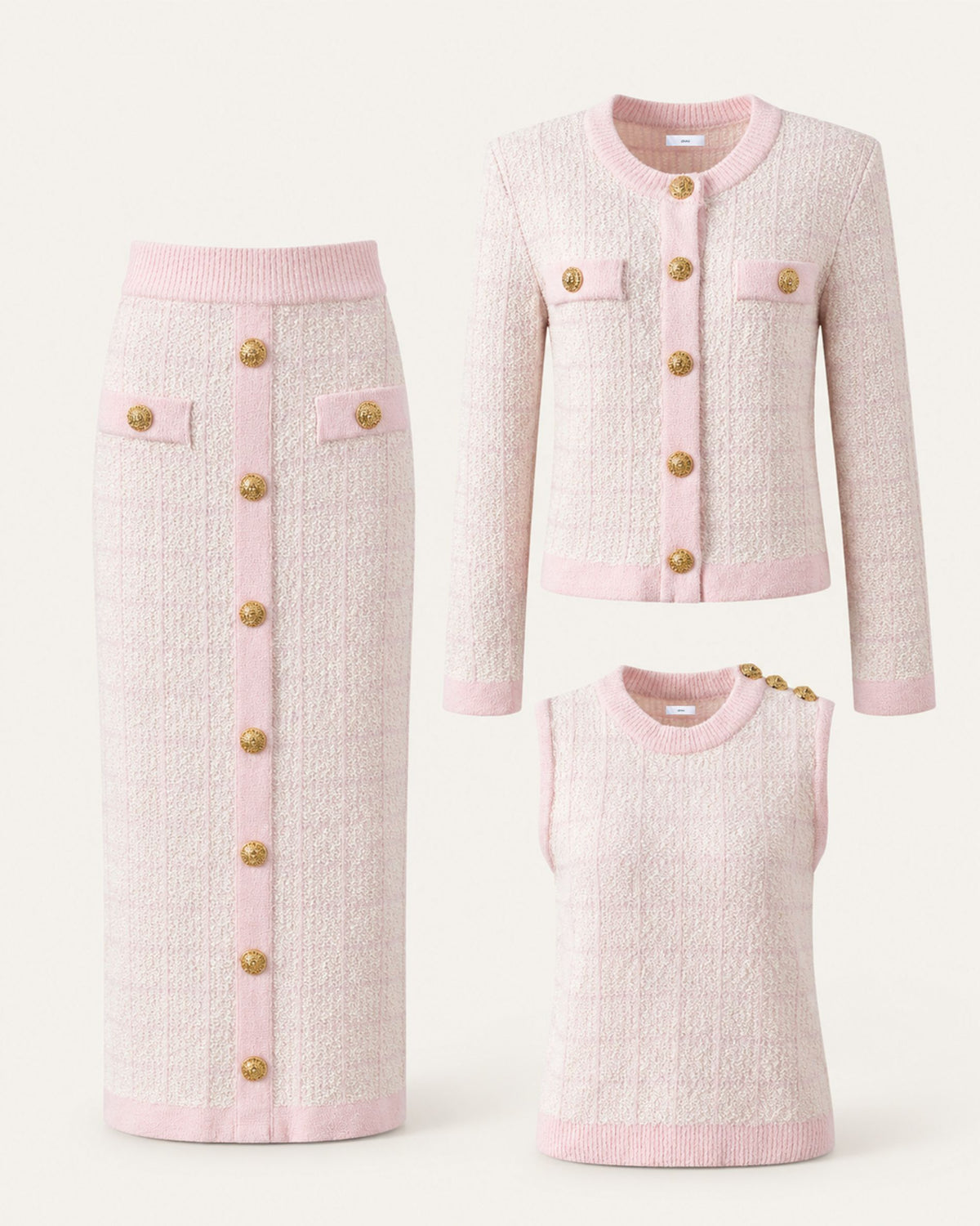 Rosy 3-Piece Plaid Skirt Set