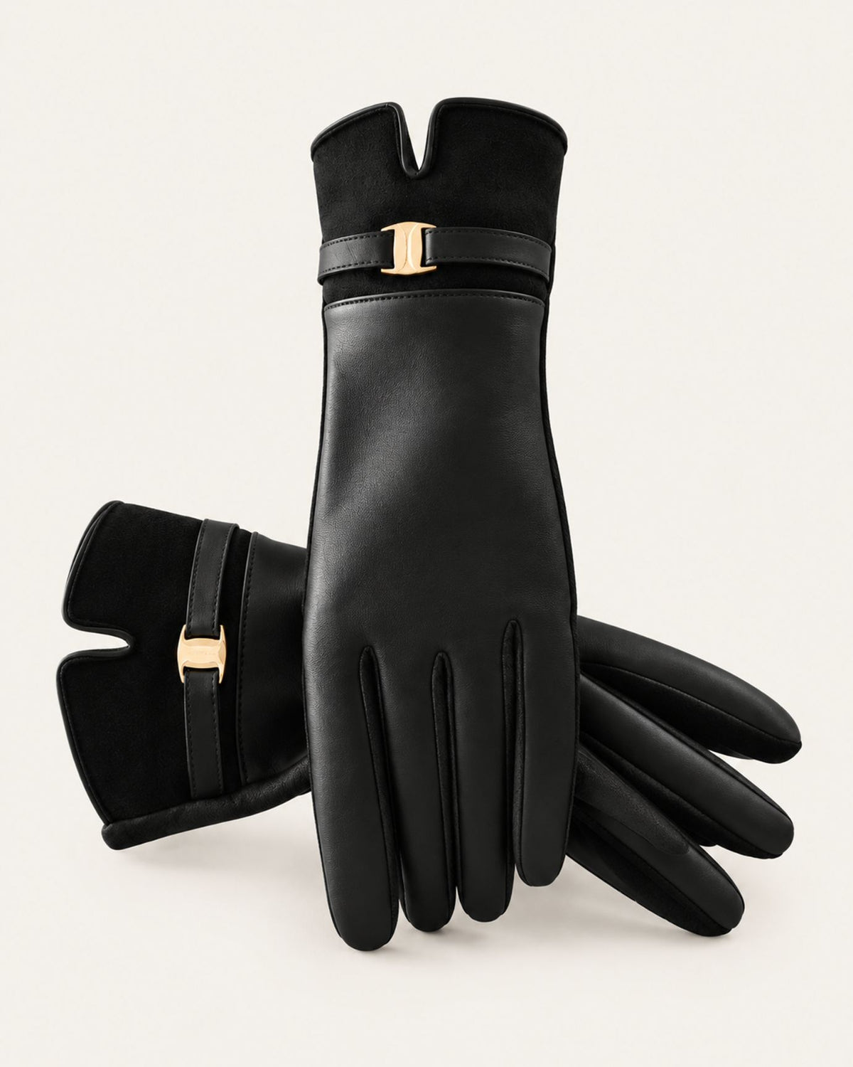 Velvet-Lined Leather Touchscreen Gloves