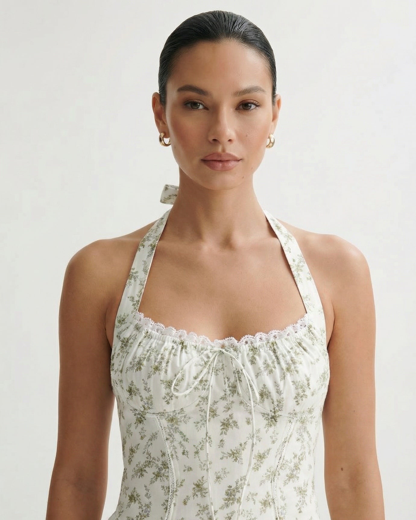 Halter-Kleid aus Santorini-Grünen Blättern