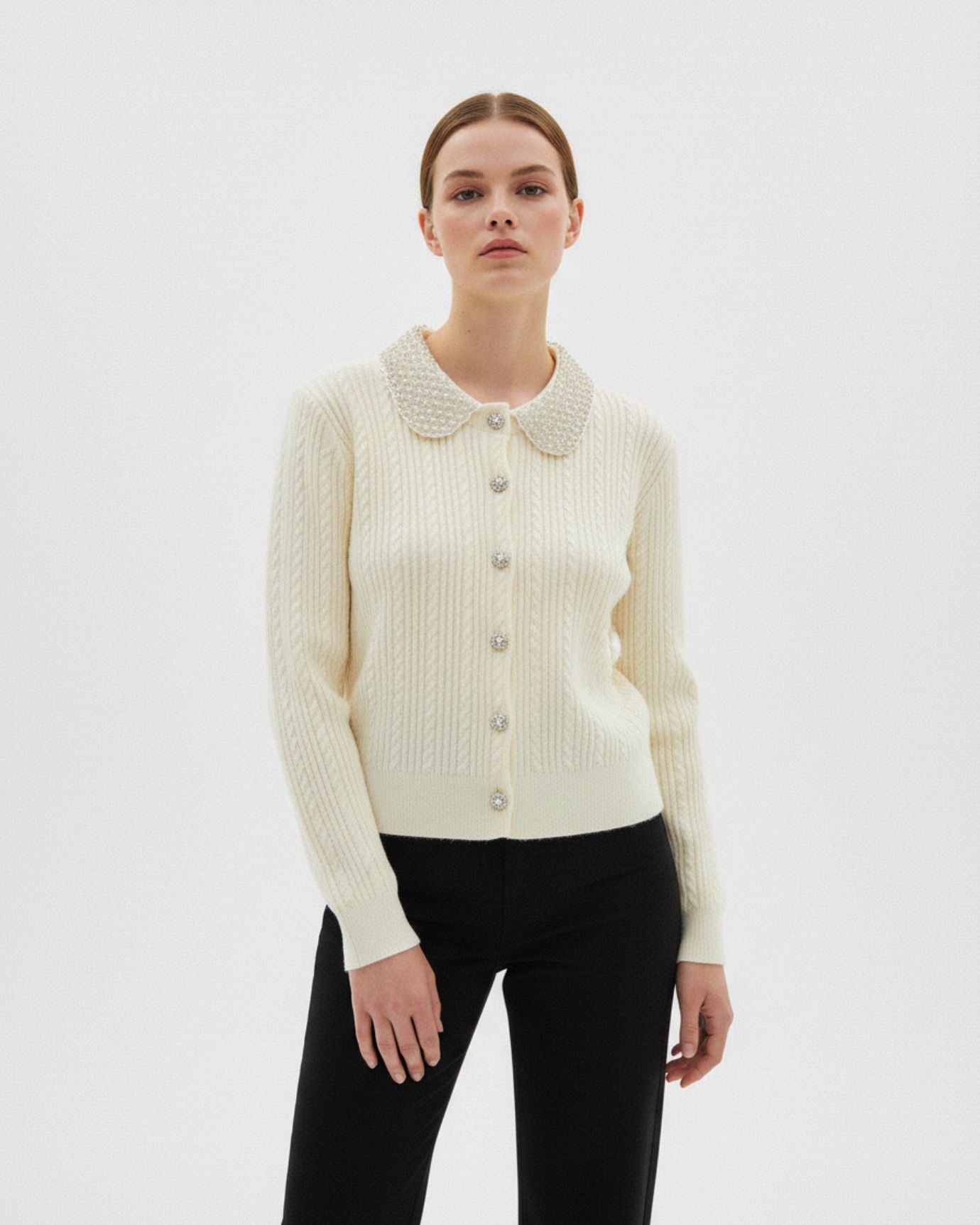 French Style Cardigan Pearl Buttonned